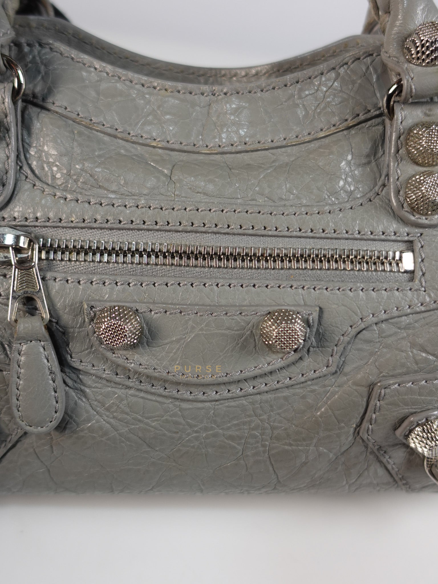 Mini Classic City Bag in Gray Lambskin Leather | Purse Maison Luxury Bags Shop