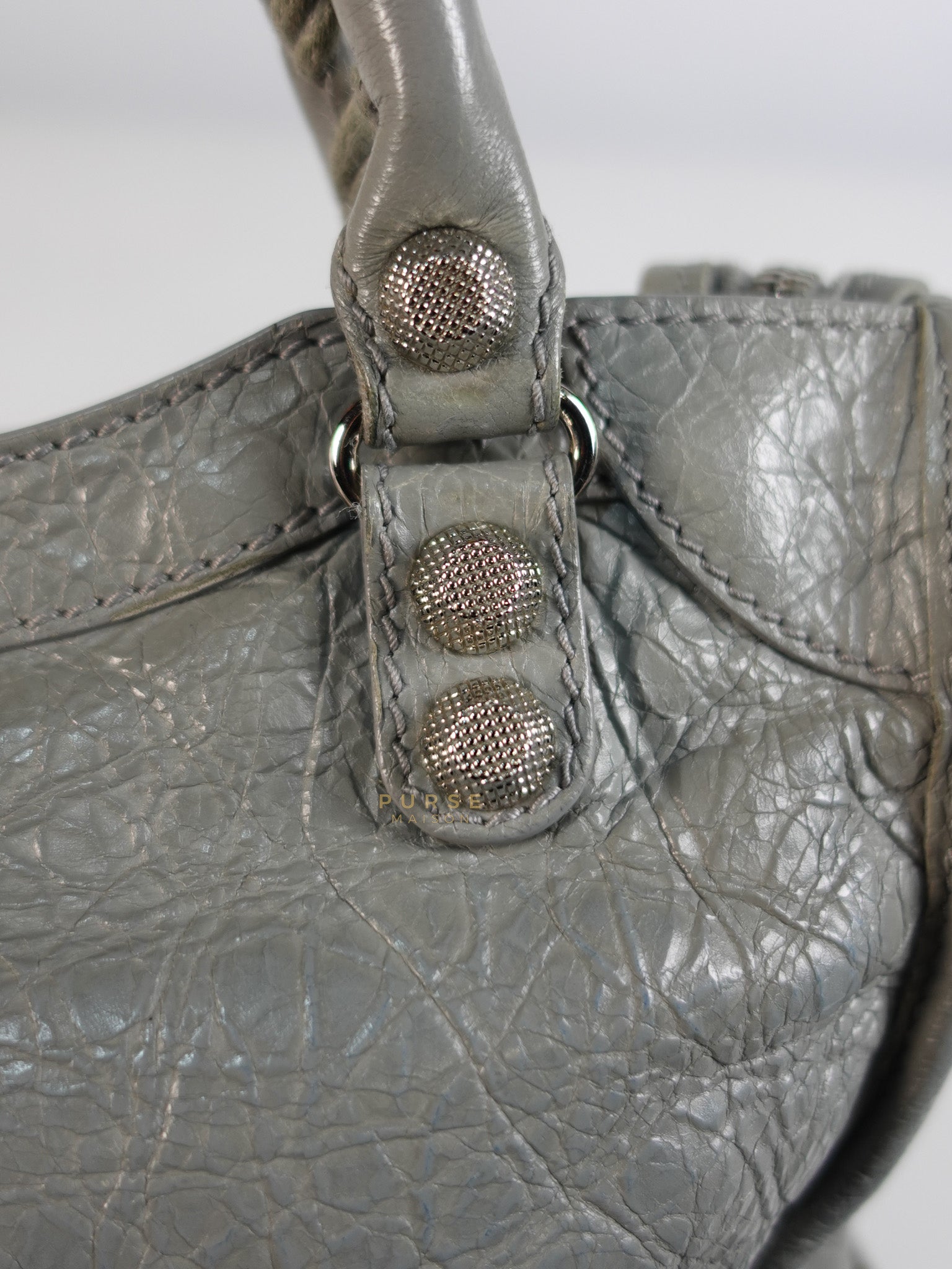Mini Classic City Bag in Gray Lambskin Leather | Purse Maison Luxury Bags Shop