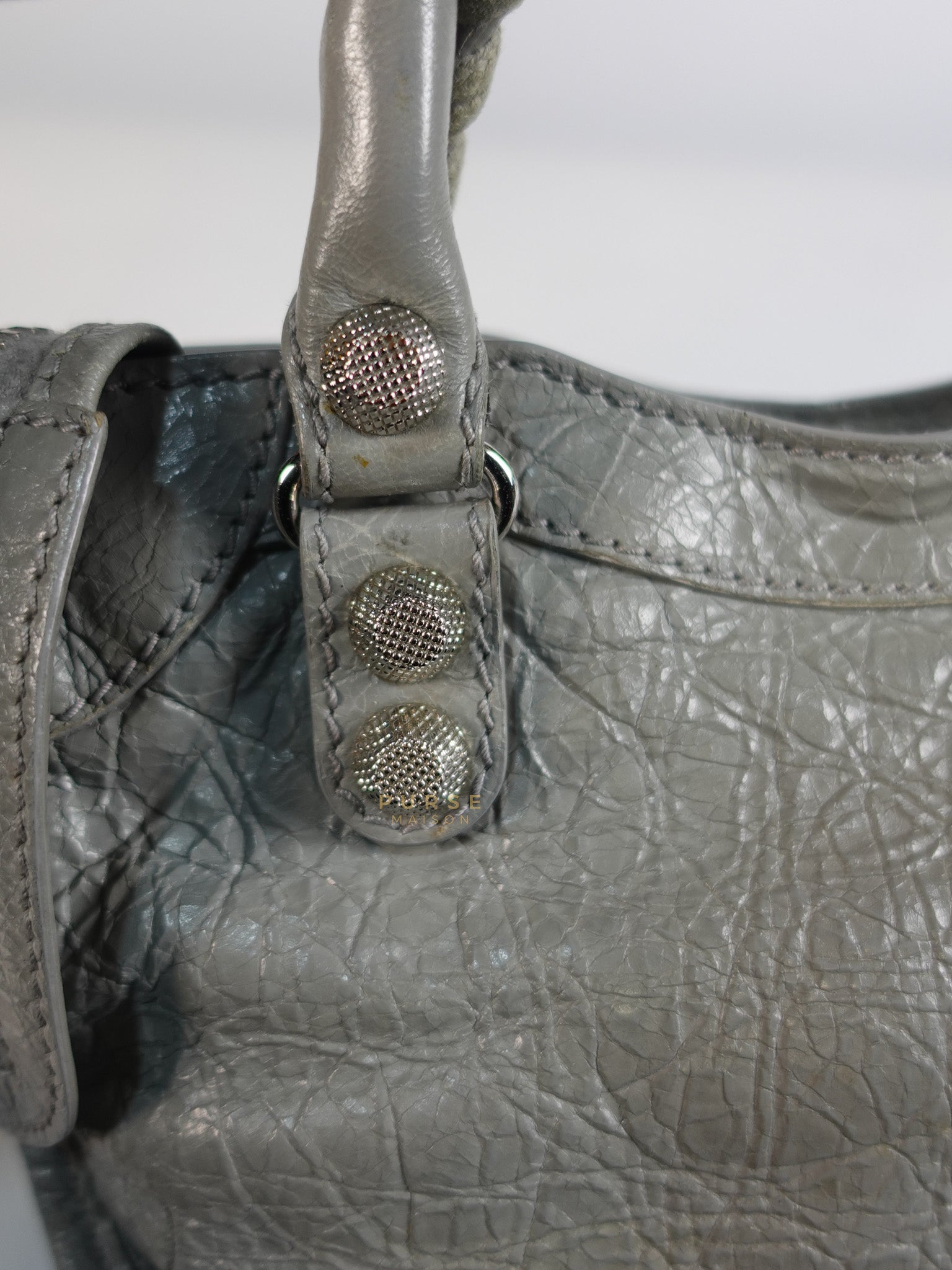 Mini Classic City Bag in Gray Lambskin Leather | Purse Maison Luxury Bags Shop