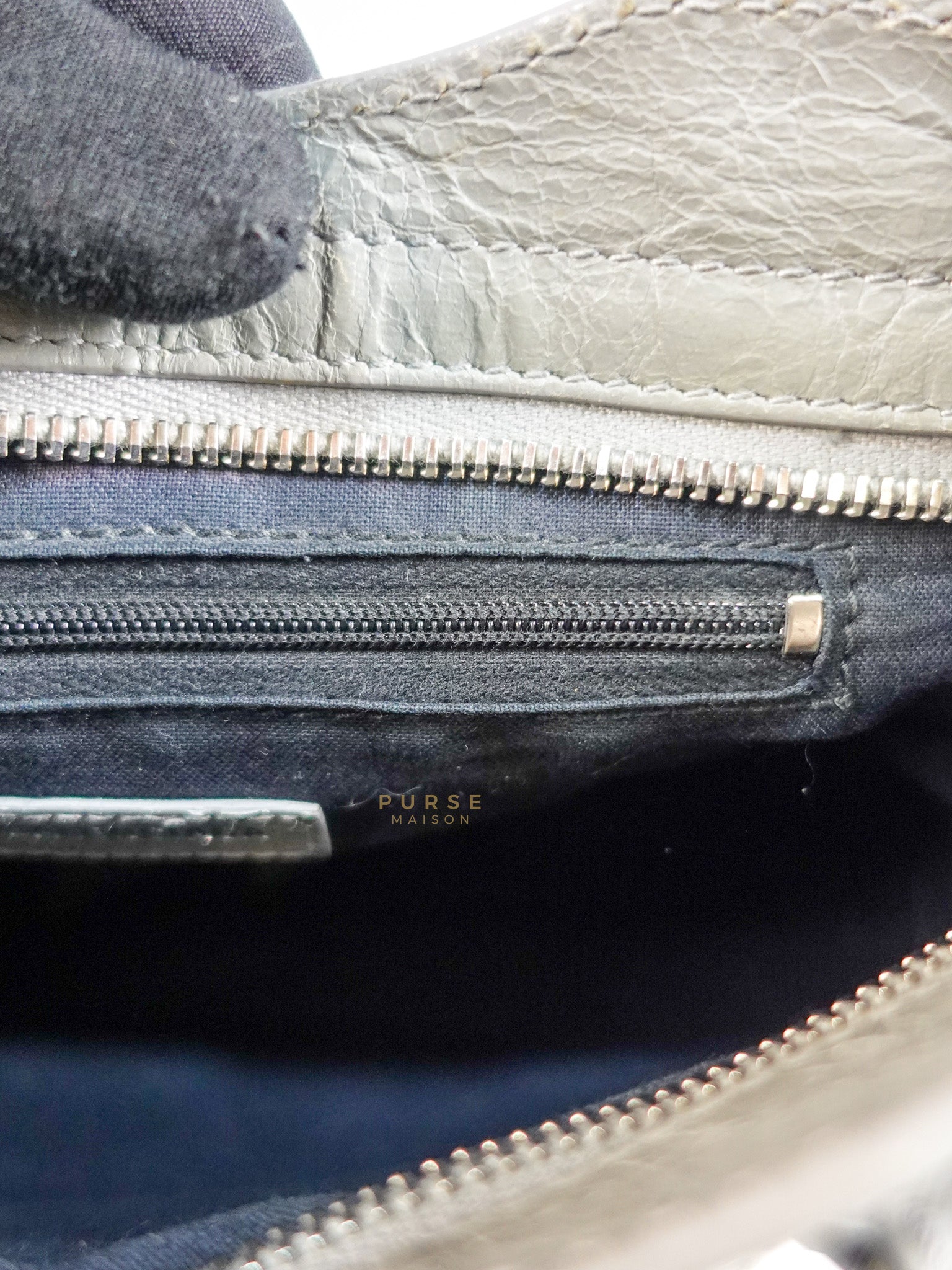 Mini Classic City Bag in Gray Lambskin Leather | Purse Maison Luxury Bags Shop