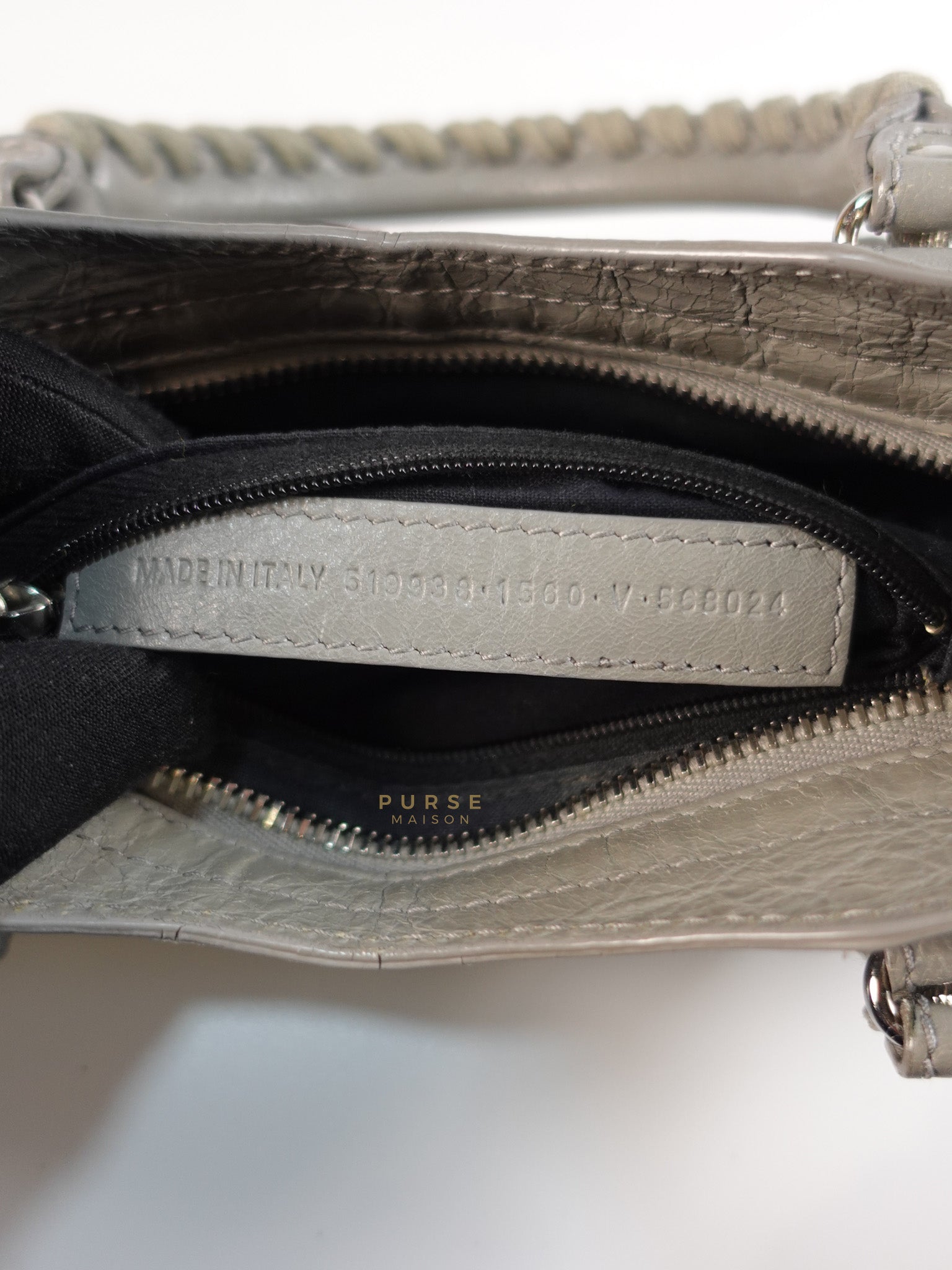 Mini Classic City Bag in Gray Lambskin Leather | Purse Maison Luxury Bags Shop