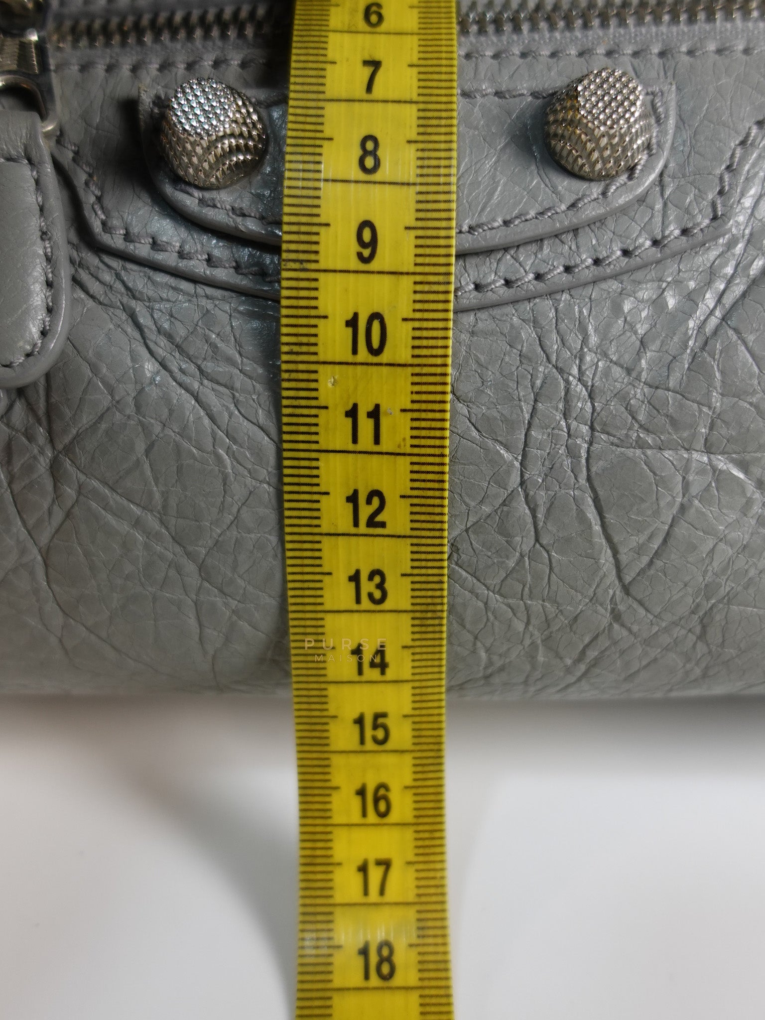 Mini Classic City Bag in Gray Lambskin Leather | Purse Maison Luxury Bags Shop