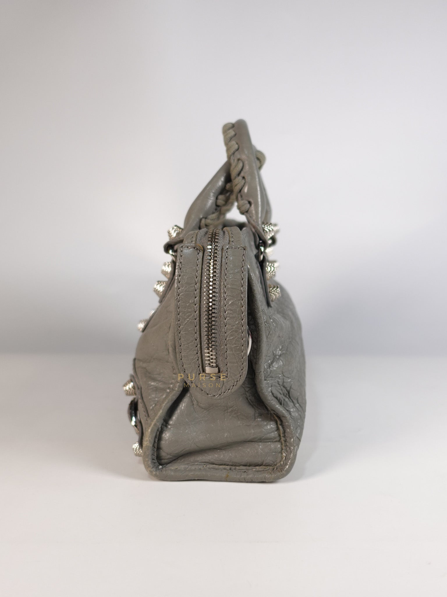 Mini Classic City Bag in Gray Lambskin Leather | Purse Maison Luxury Bags Shop