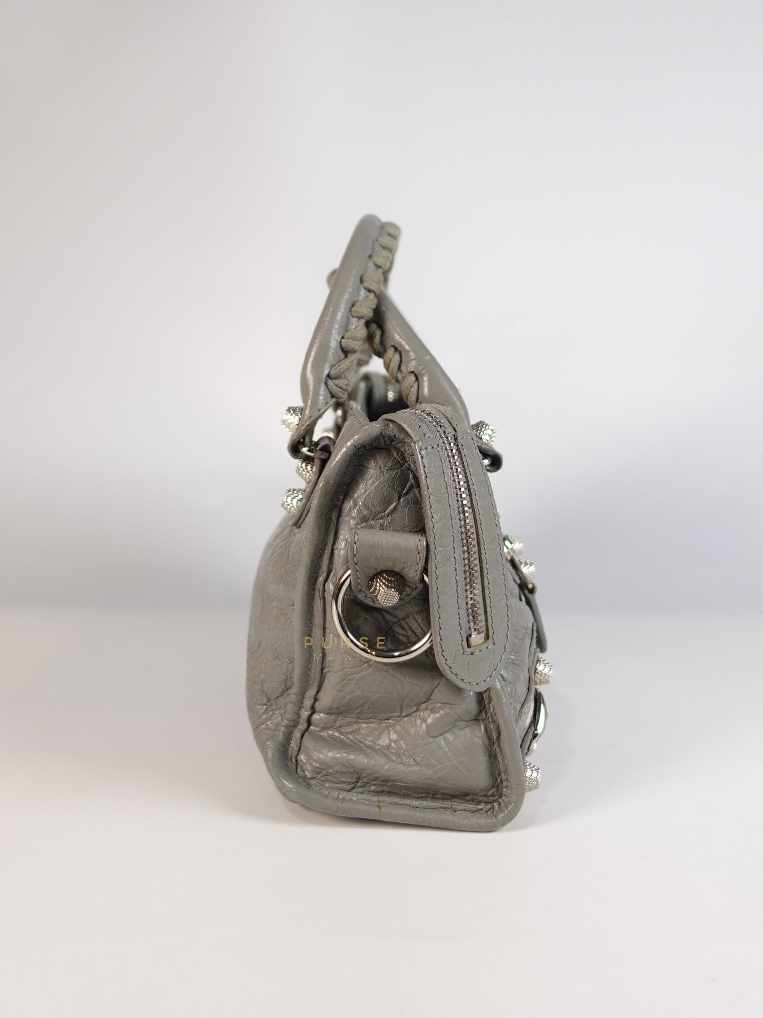 Mini Classic City Bag in Gray Lambskin Leather | Purse Maison Luxury Bags Shop