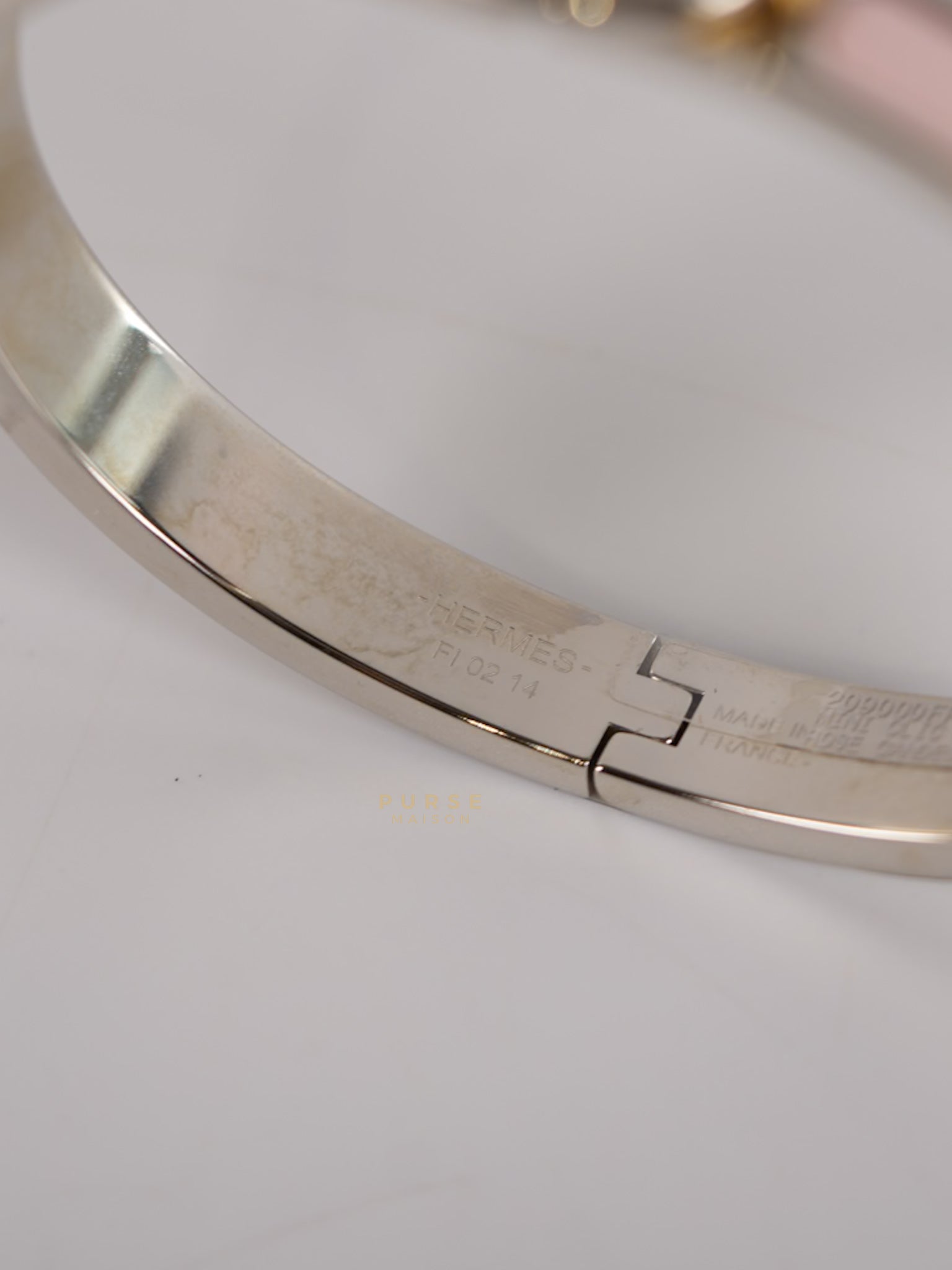 Mini Clic Chaine d'Ancre Pink Bangle in Palladium Hardware | Purse Maison Luxury Bags Shop