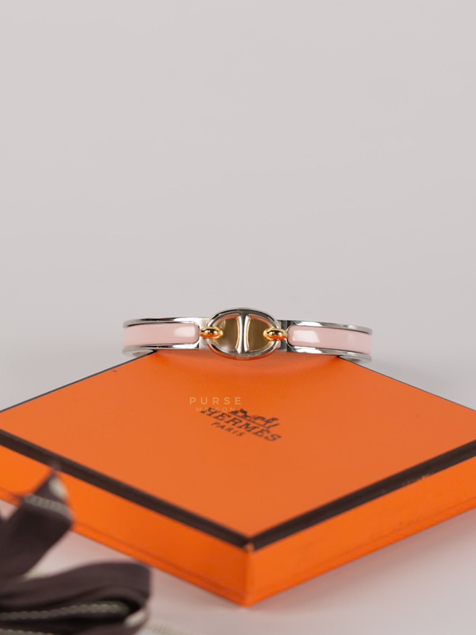 Mini Clic Chaine d'Ancre Pink Bangle in Palladium Hardware | Purse Maison Luxury Bags Shop