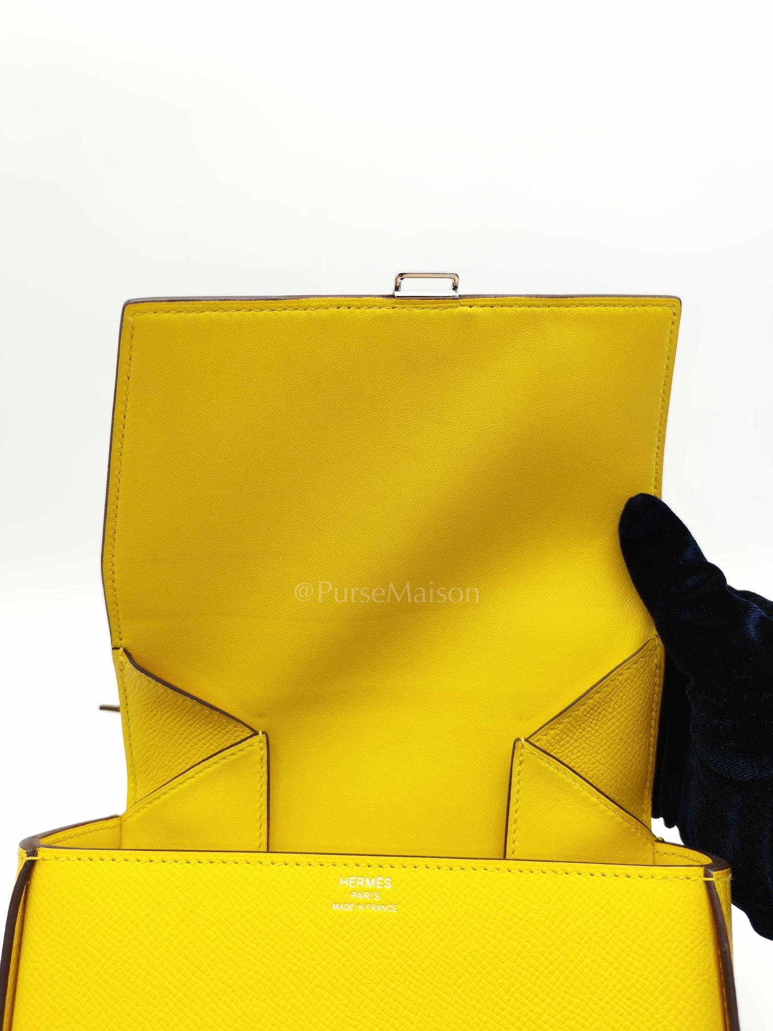Mini Della Cavalleria Jaune de Naples Epsom Leather and Palladium Hardware Stamp U (2022) | Purse Maison Luxury Bags Shop