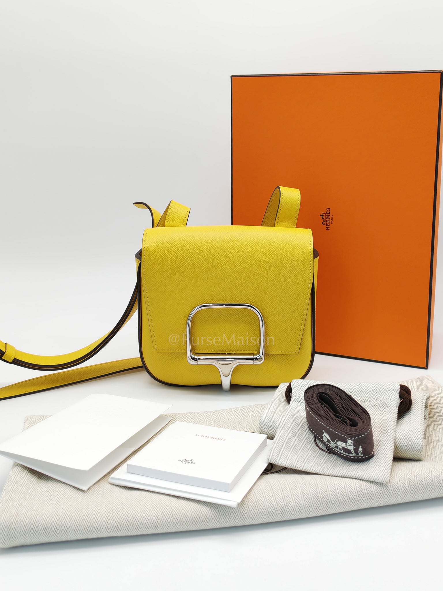 Mini Della Cavalleria Jaune de Naples Epsom Leather and Palladium Hardware Stamp U (2022) | Purse Maison Luxury Bags Shop