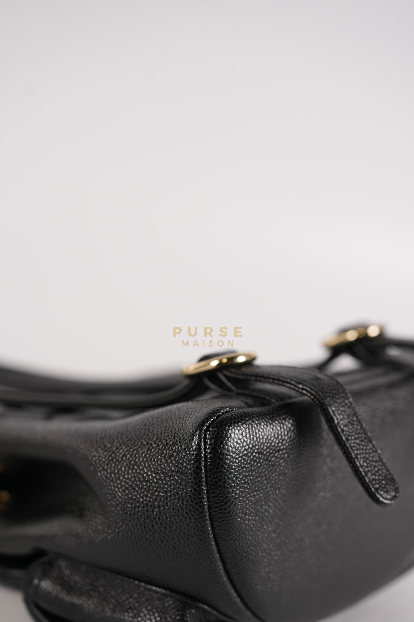 Mini Duma Backpack Black Caviar Leather Light Gold Hardware (Microchip) | Purse Maison Luxury Bags Shop