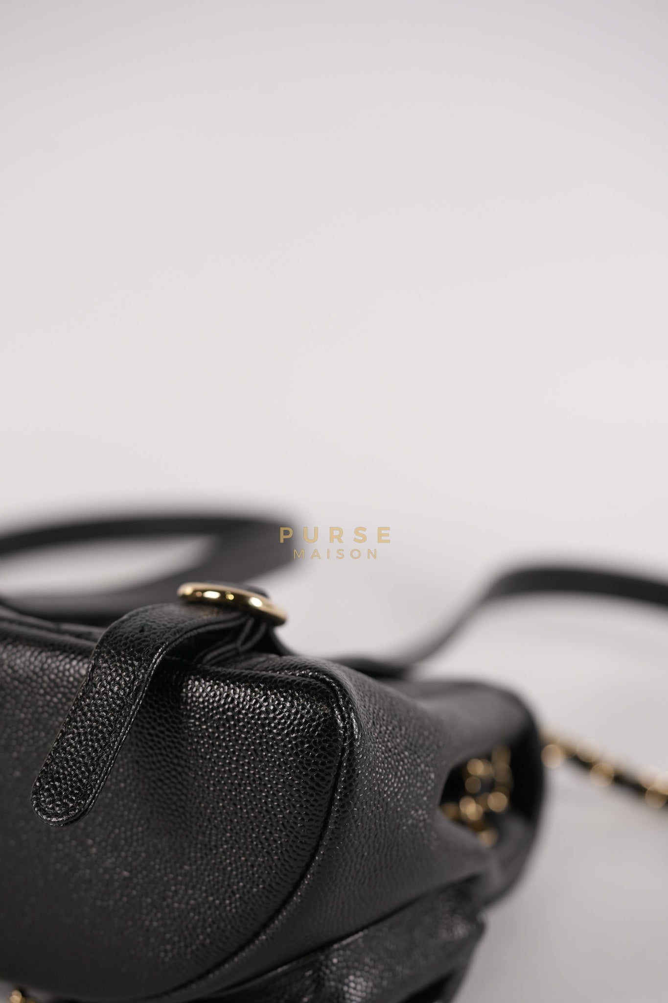 Mini Duma Backpack Black Caviar Leather Light Gold Hardware (Microchip) | Purse Maison Luxury Bags Shop