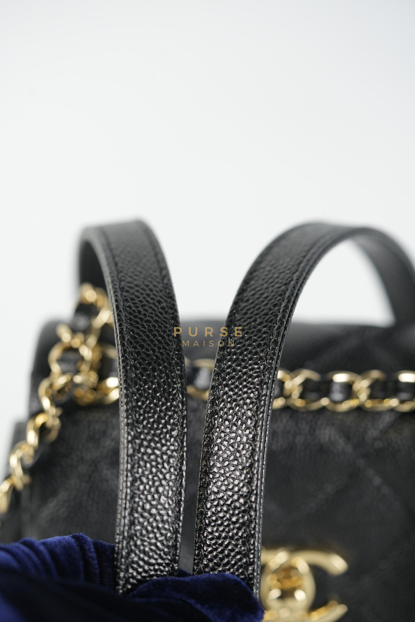 Mini Duma Backpack Black Caviar Leather Light Gold Hardware (Microchip) | Purse Maison Luxury Bags Shop