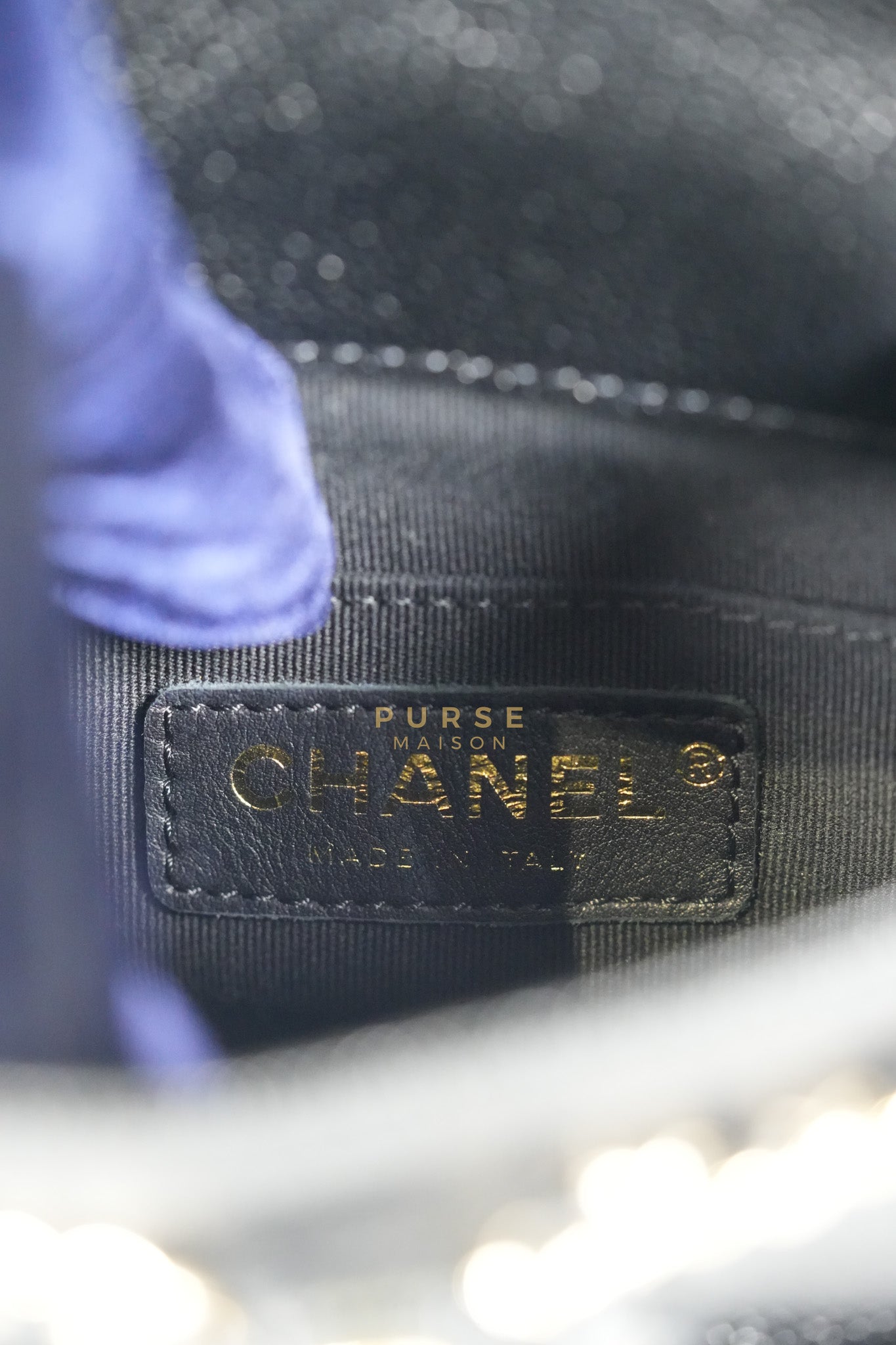 Mini Duma Backpack Black Caviar Leather Light Gold Hardware (Microchip) | Purse Maison Luxury Bags Shop