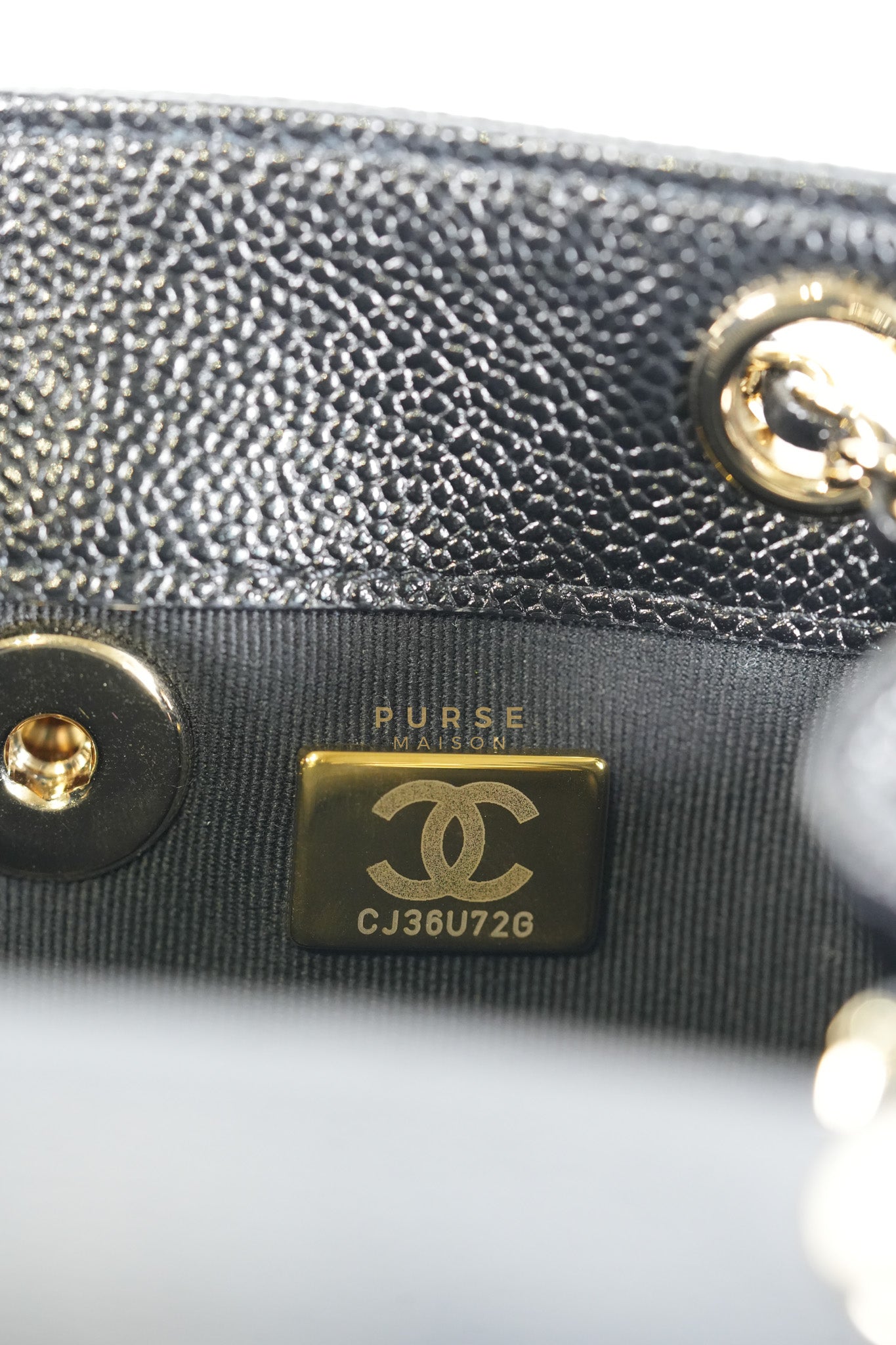 Mini Duma Backpack Black Caviar Leather Light Gold Hardware (Microchip) | Purse Maison Luxury Bags Shop