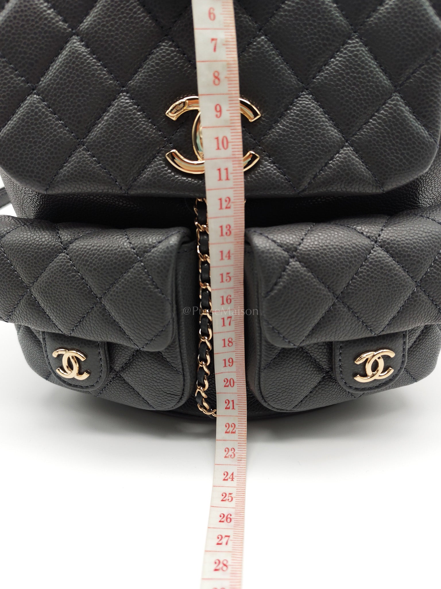 Mini Duma Backpack in Gray Quilted Caviar Leather and Light Gold Hardware (Microchip) | Purse Maison Luxury Bags Shop