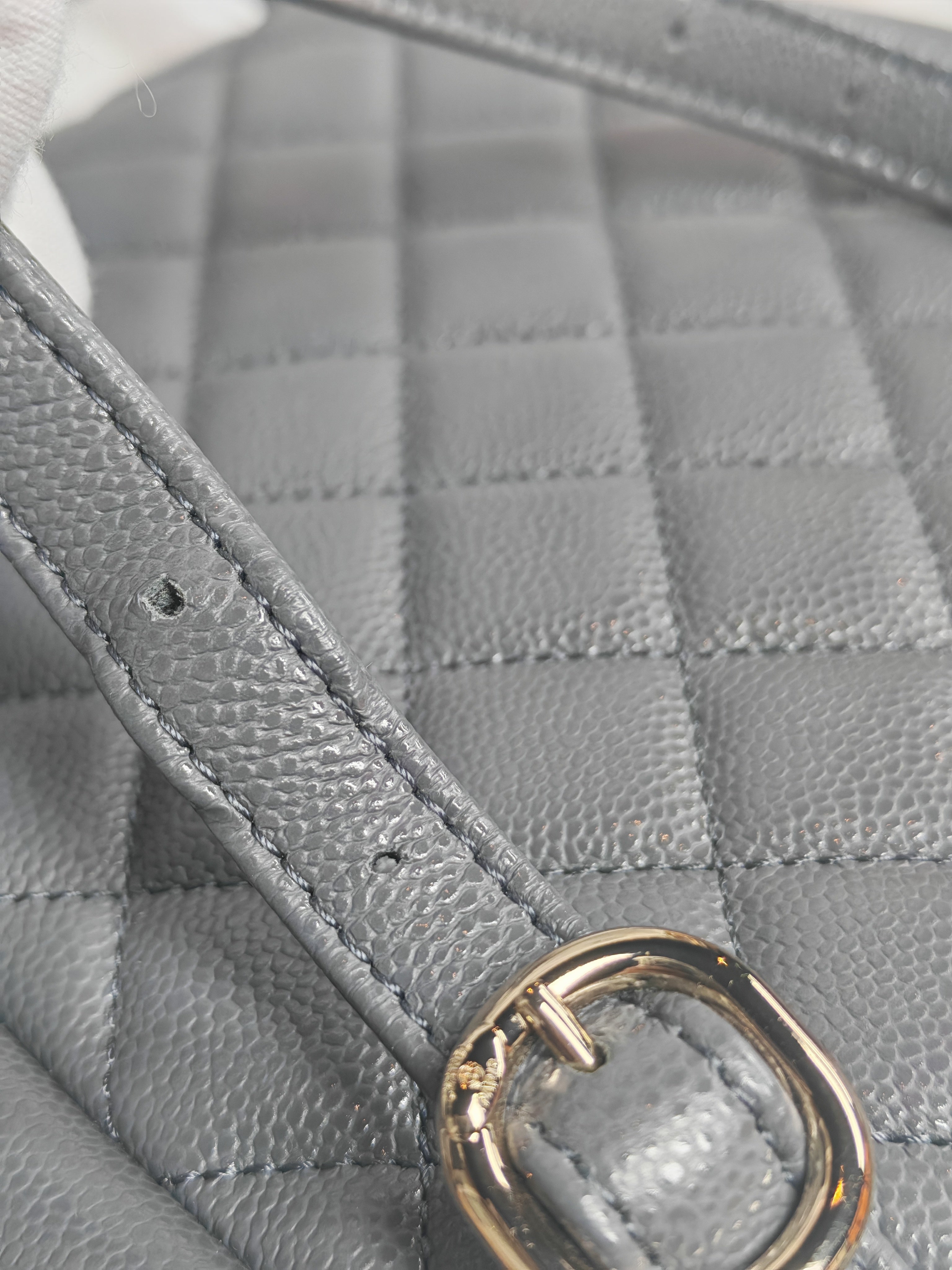 Mini Duma Backpack in Gray Quilted Caviar Leather and Light Gold Hardware (Microchip) | Purse Maison Luxury Bags Shop