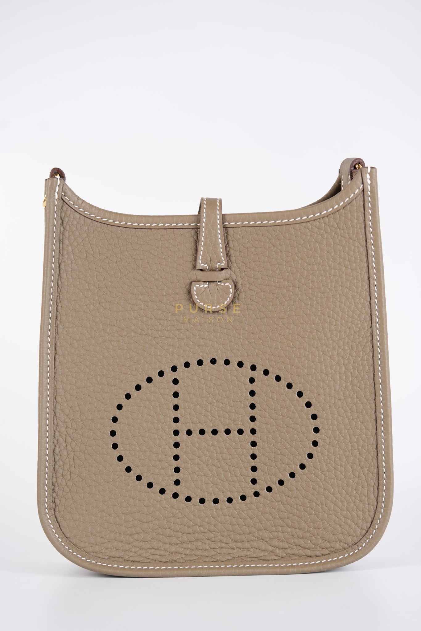 Mini Evelyne 16 in Etoupe Taurillon Clemence Leather & Gold Hardware Stamp K(2025) | Purse Maison Luxury Bags Shop