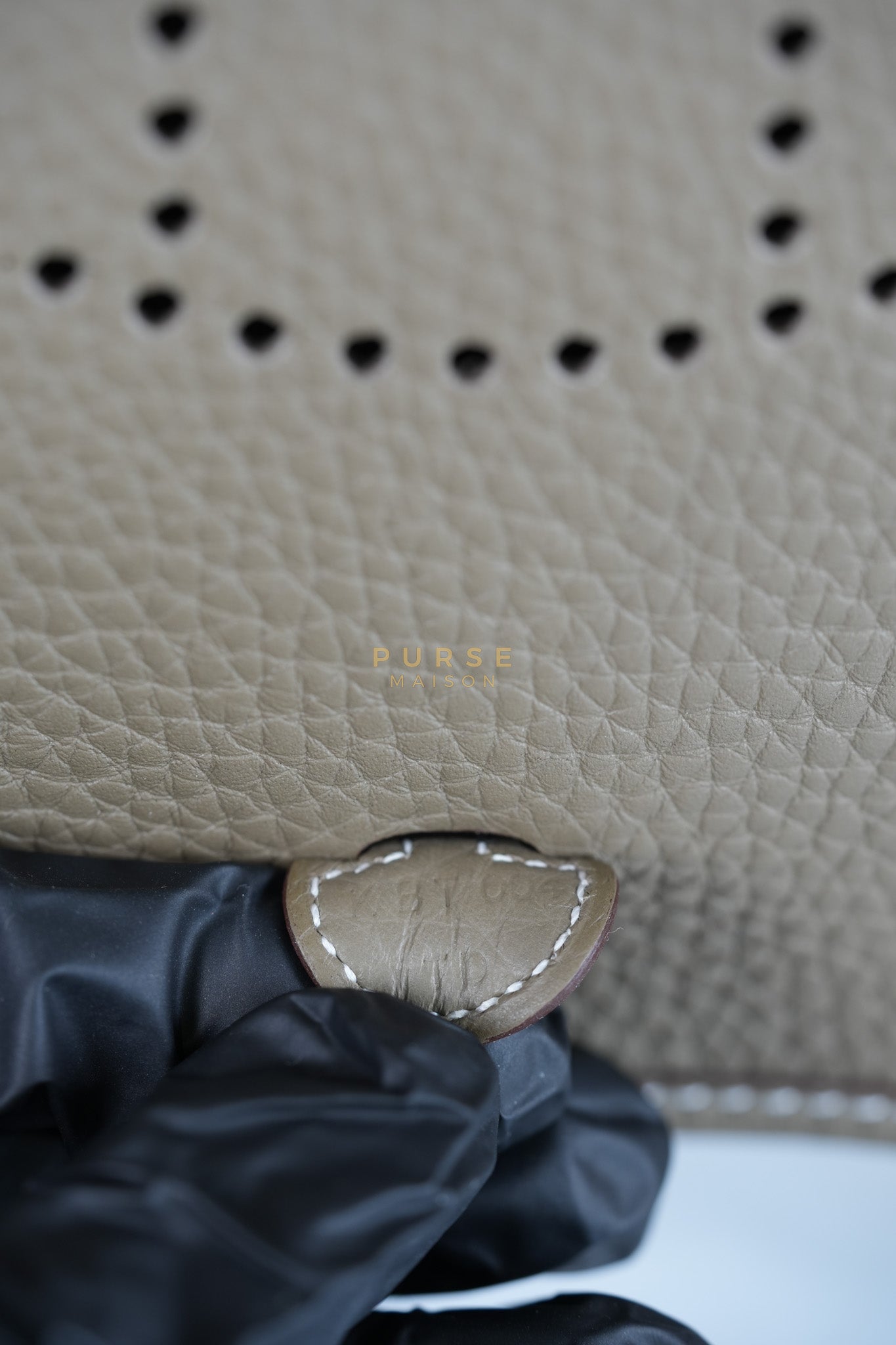 Mini Evelyne 16 in Etoupe Taurillon Clemence Leather & Gold Hardware Stamp K(2025) | Purse Maison Luxury Bags Shop
