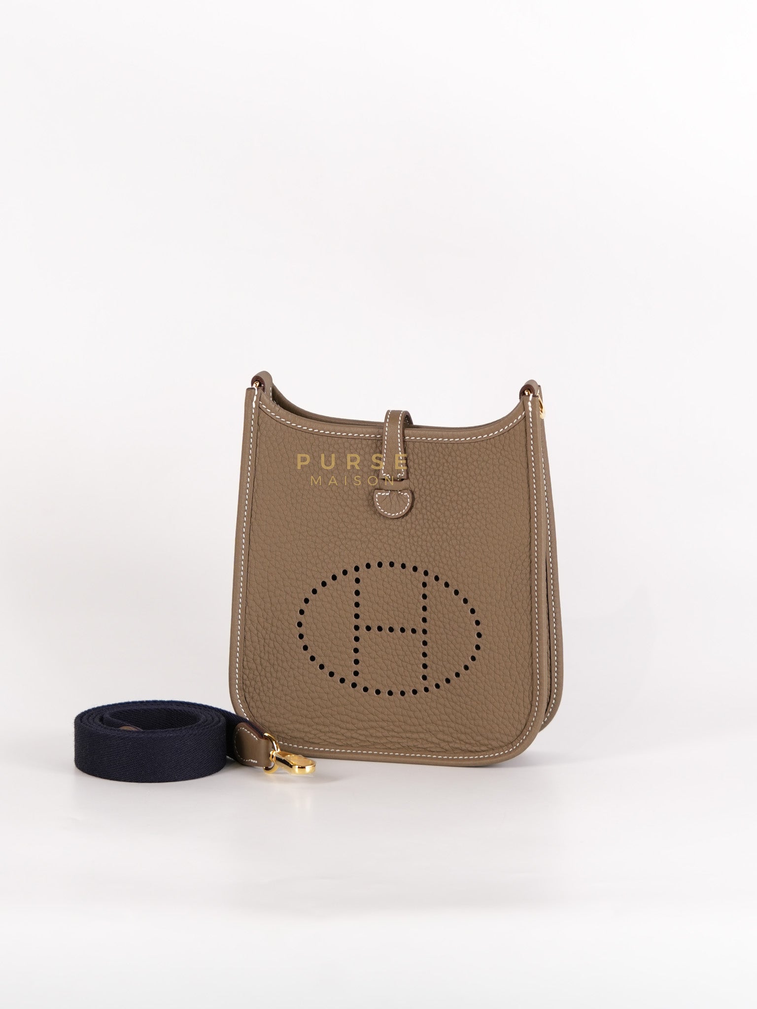Mini Evelyne 16 in Etoupe Taurillon Clemence Leather & Gold Hardware Stamp K(2025) | Purse Maison Luxury Bags Shop