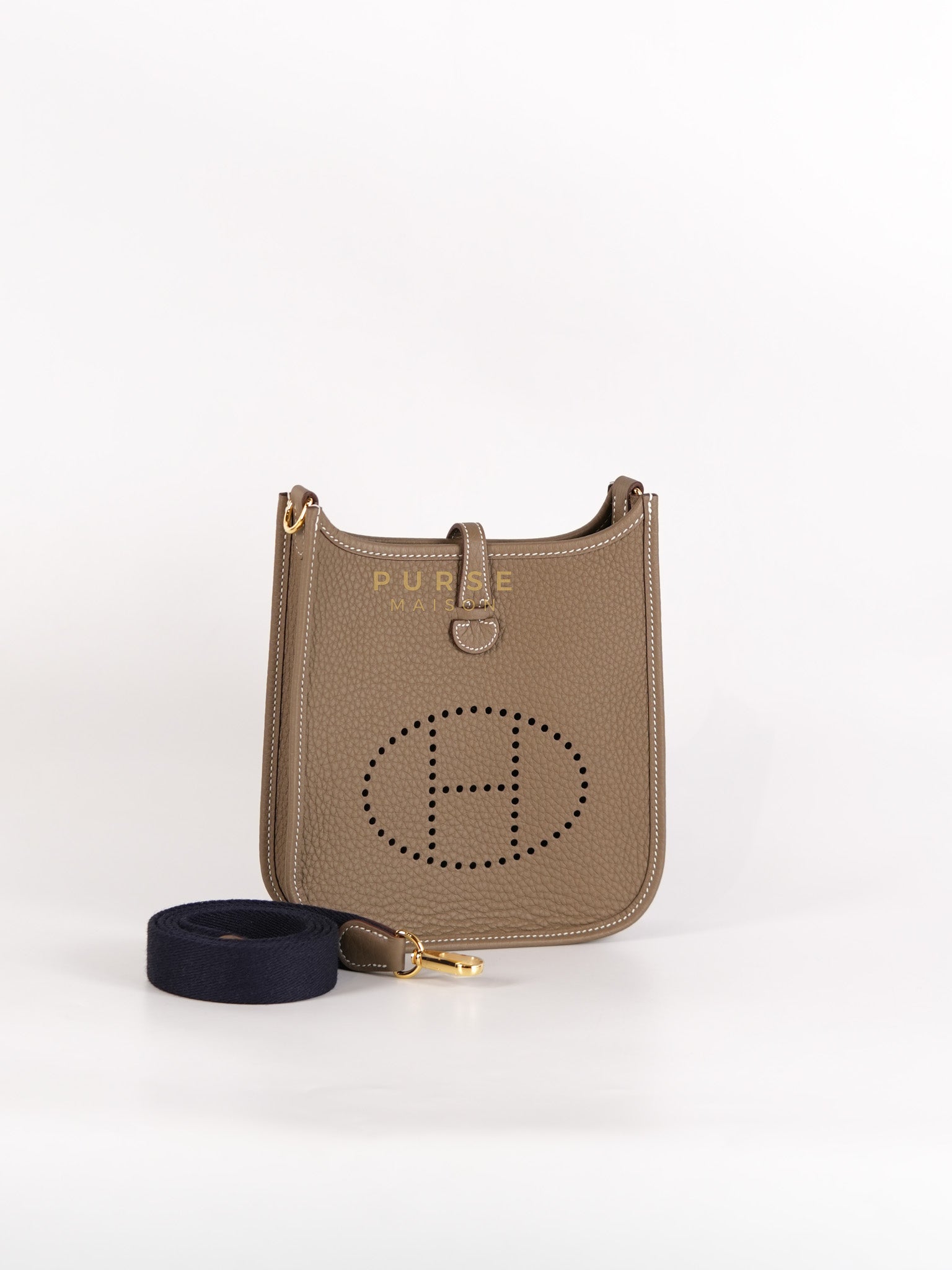 Mini Evelyne 16 in Etoupe Taurillon Clemence Leather & Gold Hardware Stamp K(2025) | Purse Maison Luxury Bags Shop