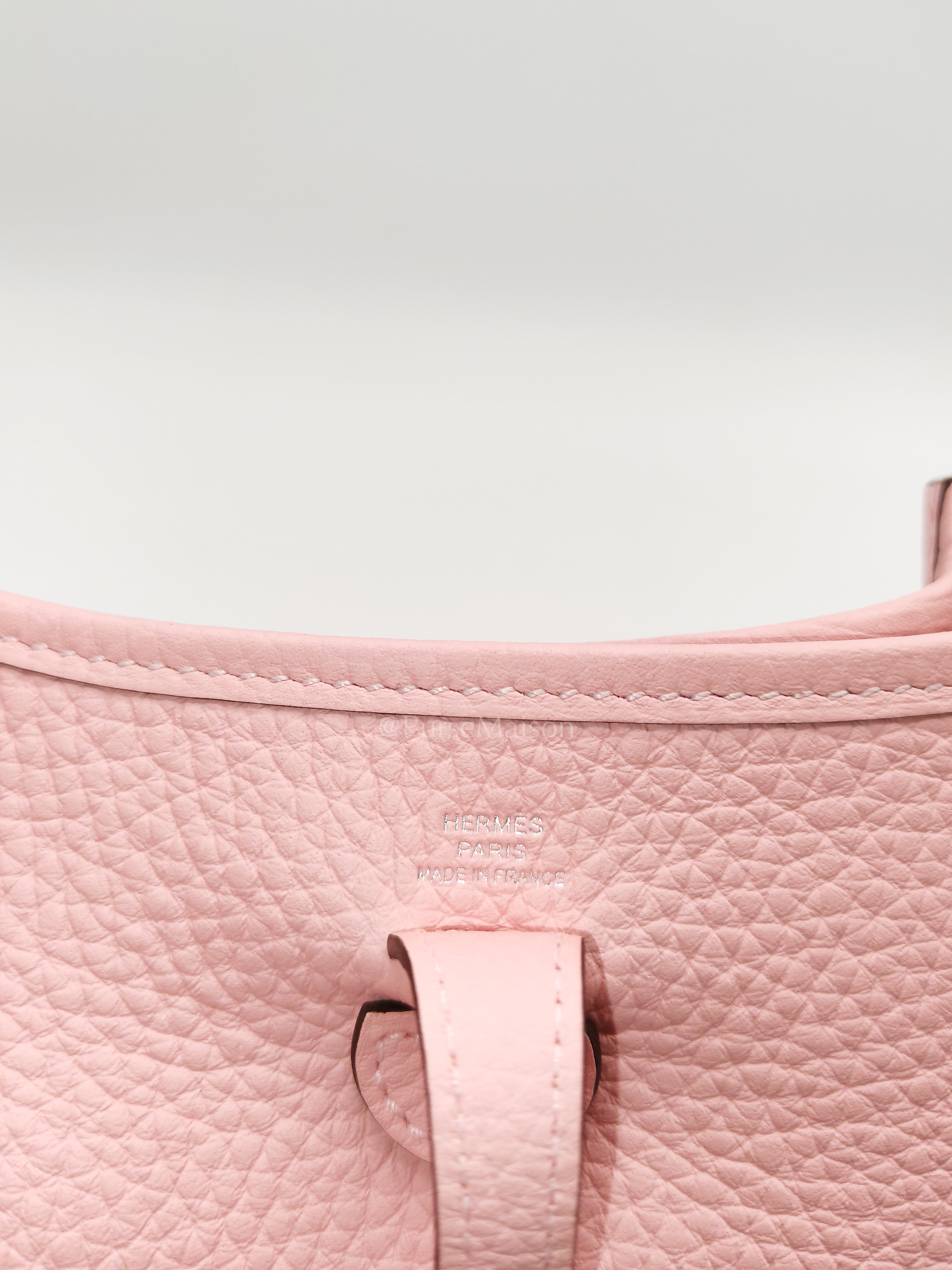 Mini Evelyne TPM in Rose Sakura Clemence Leather and Palladium Hardware Stamp K (2025) | Purse Maison Luxury Bags Shop