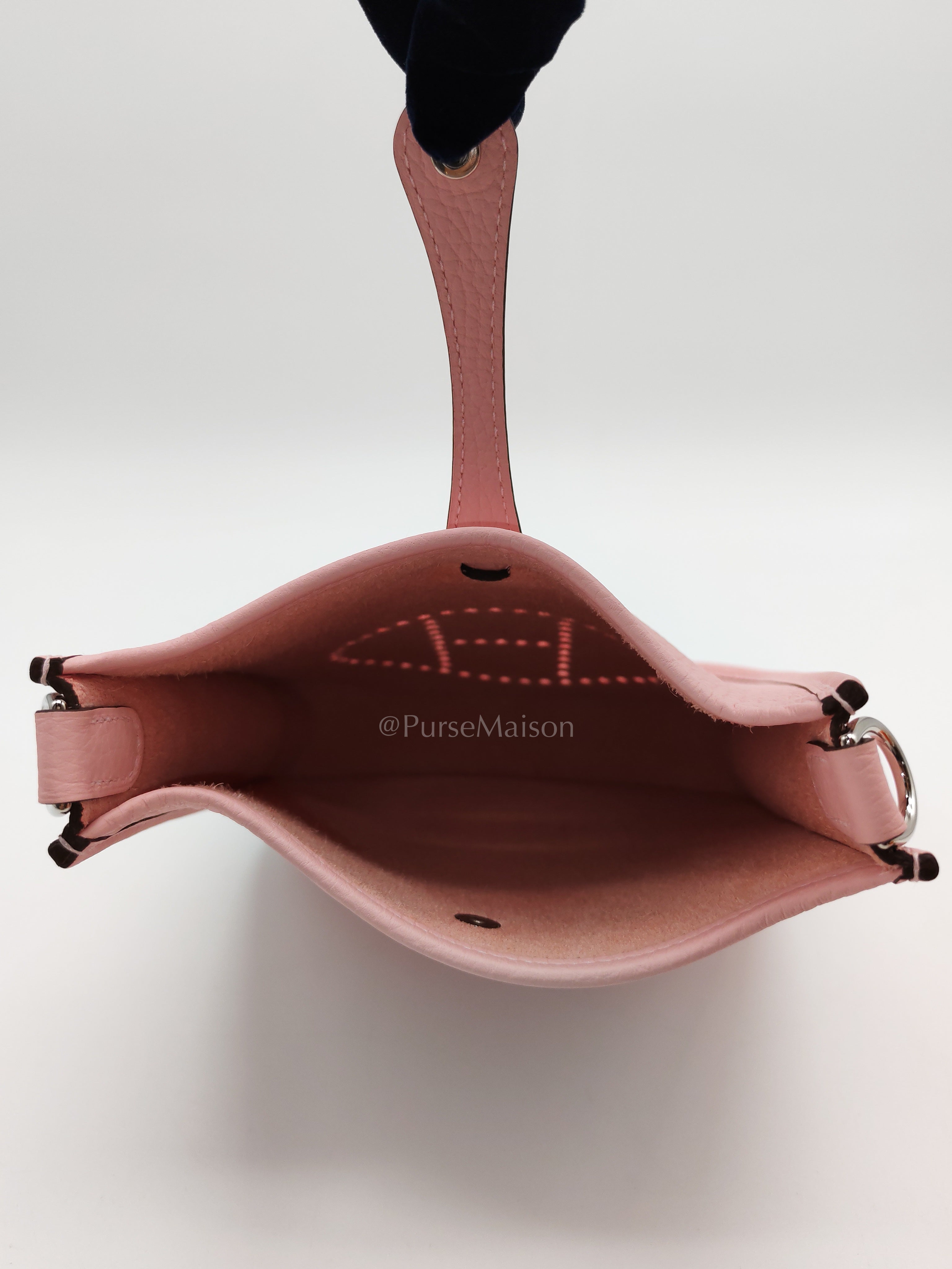 Mini Evelyne TPM in Rose Sakura Clemence Leather and Palladium Hardware Stamp K (2025) | Purse Maison Luxury Bags Shop