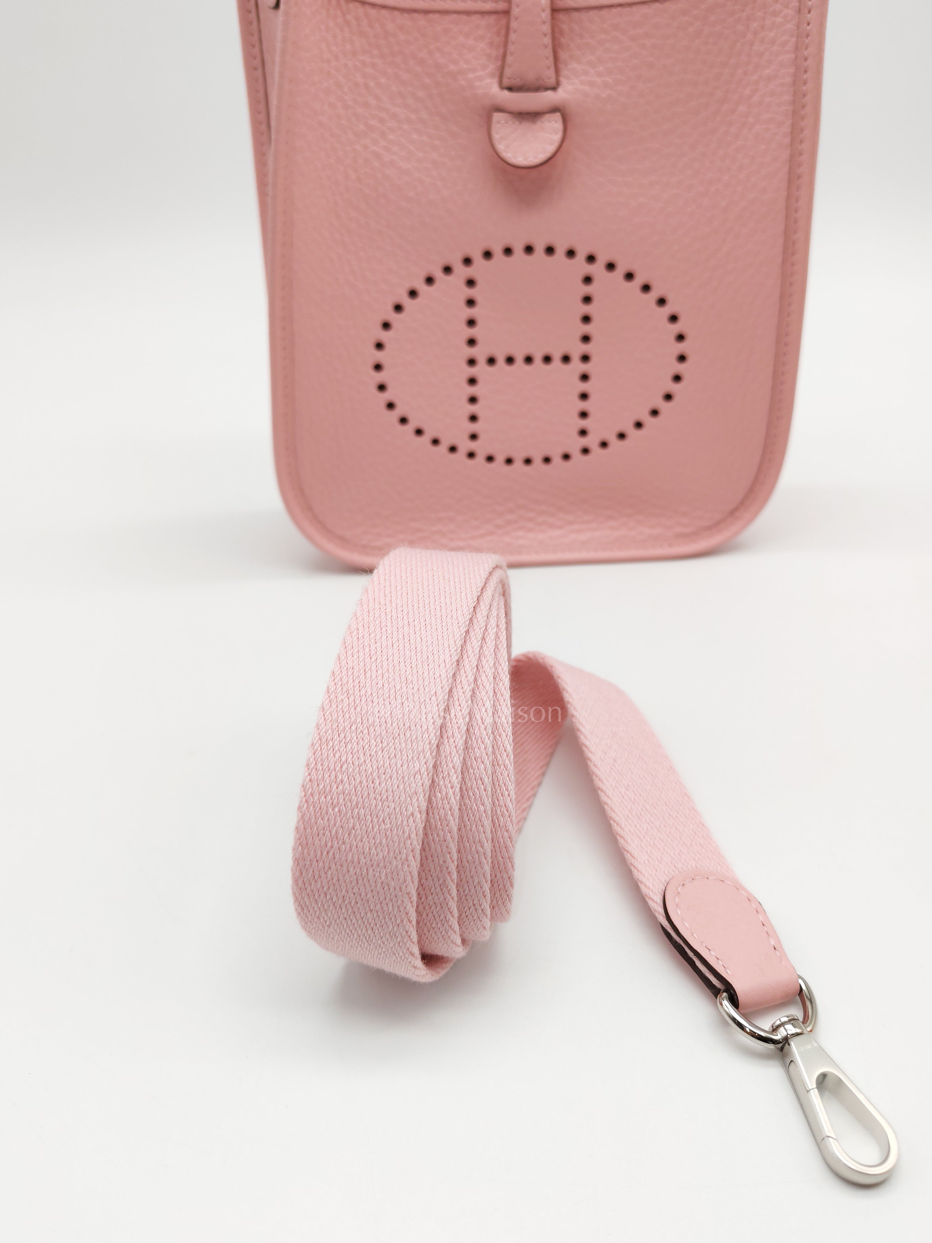 Mini Evelyne TPM in Rose Sakura Clemence Leather and Palladium Hardware Stamp K (2025) | Purse Maison Luxury Bags Shop