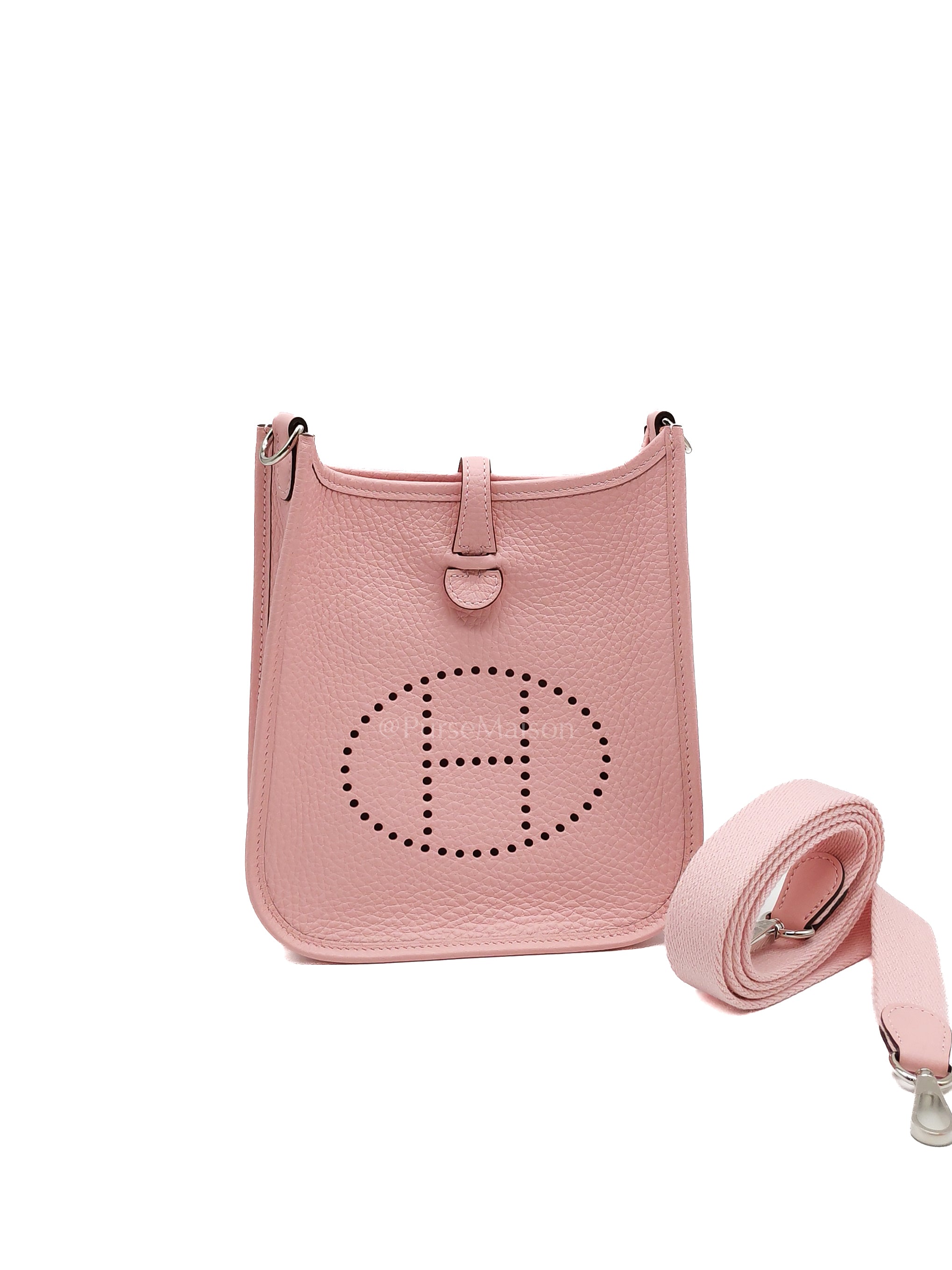 Mini Evelyne TPM in Rose Sakura Clemence Leather and Palladium Hardware Stamp K (2025) | Purse Maison Luxury Bags Shop