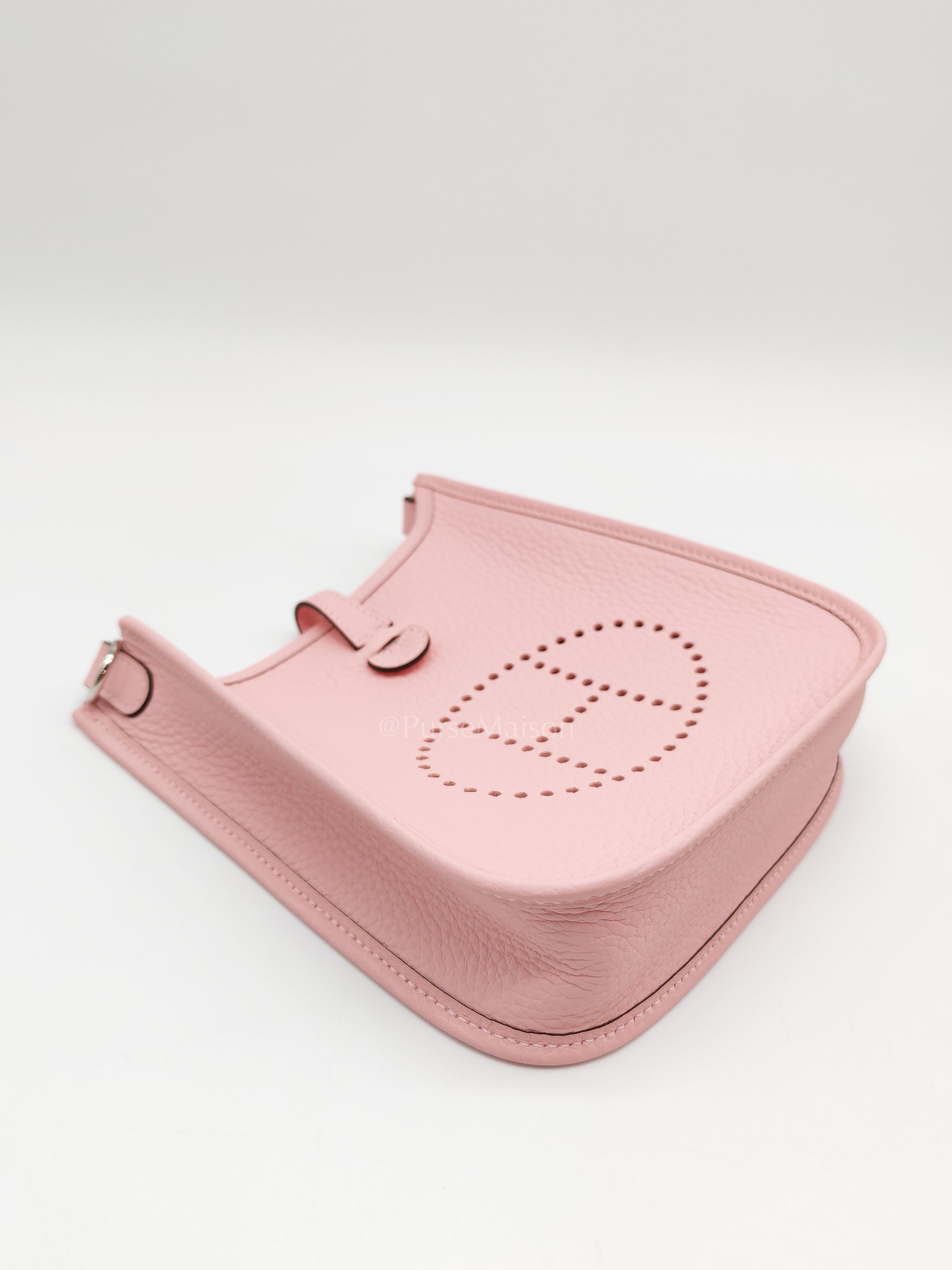 Mini Evelyne TPM in Rose Sakura Clemence Leather and Palladium Hardware Stamp K (2025) | Purse Maison Luxury Bags Shop