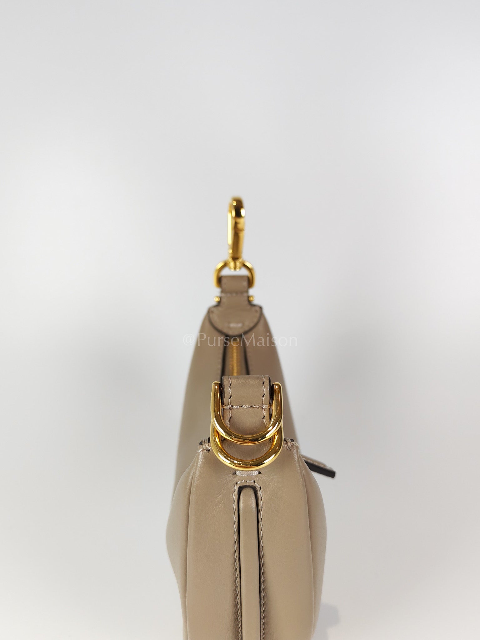 Mini Fendigraphy Hobo Bag Tortora in Beige Calfskin Leather & Gold Hardware | Purse Maison Luxury Bags Shop