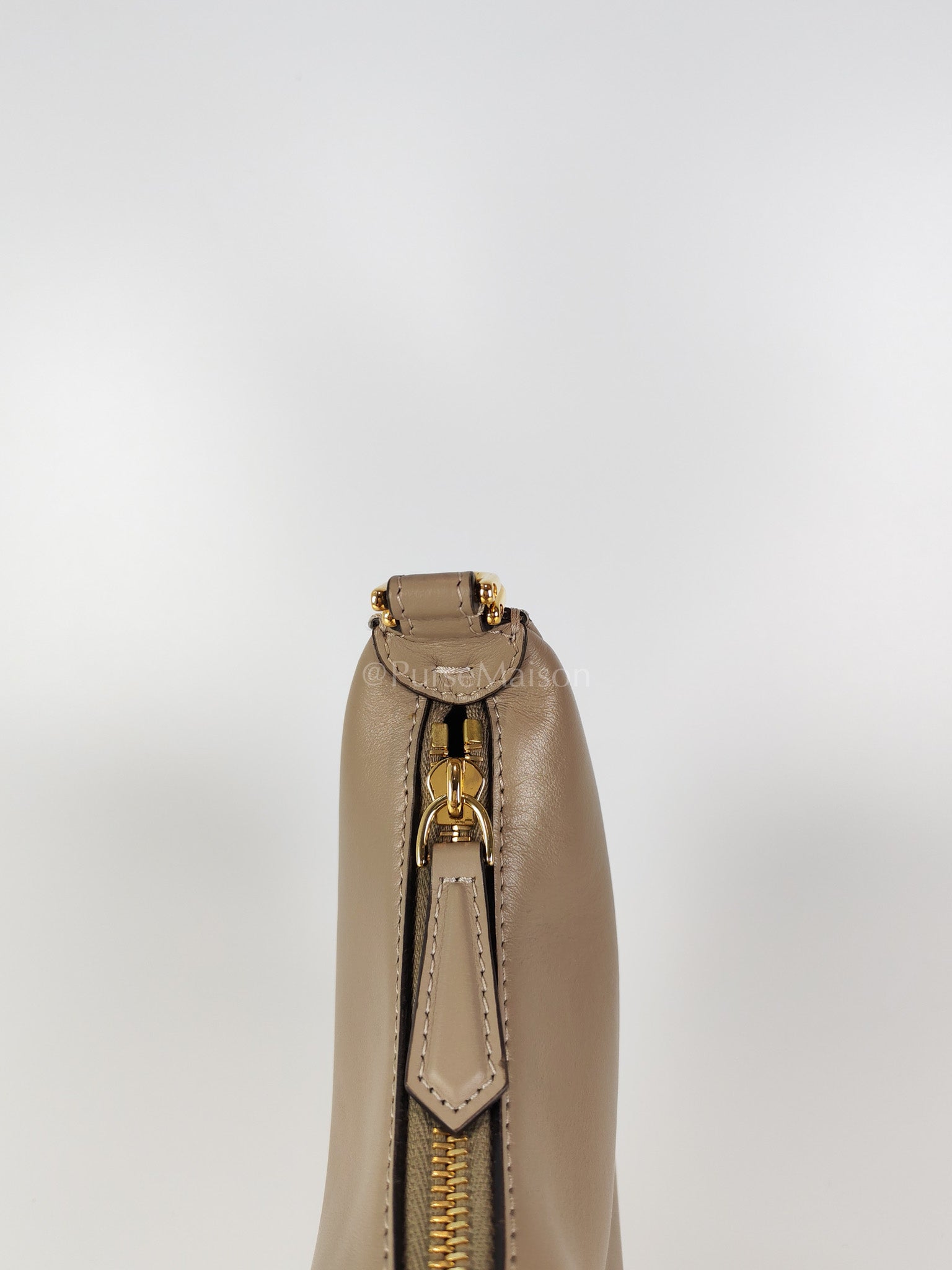 Mini Fendigraphy Hobo Bag Tortora in Beige Calfskin Leather & Gold Hardware | Purse Maison Luxury Bags Shop