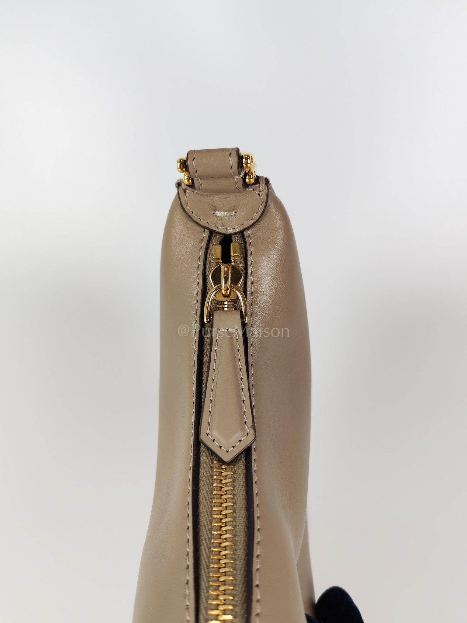 Mini Fendigraphy Hobo Bag Tortora in Beige Calfskin Leather & Gold Hardware | Purse Maison Luxury Bags Shop
