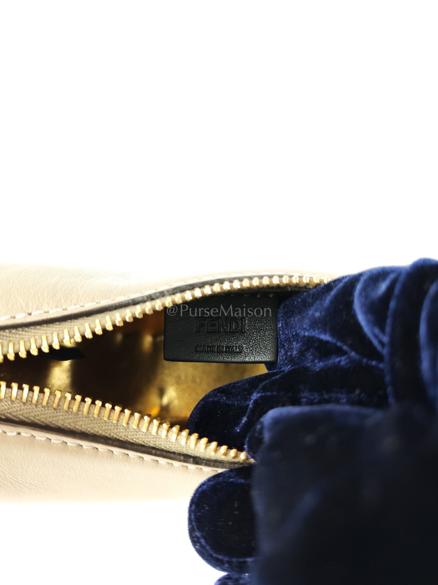 Mini Fendigraphy Hobo Bag Tortora in Beige Calfskin Leather & Gold Hardware | Purse Maison Luxury Bags Shop