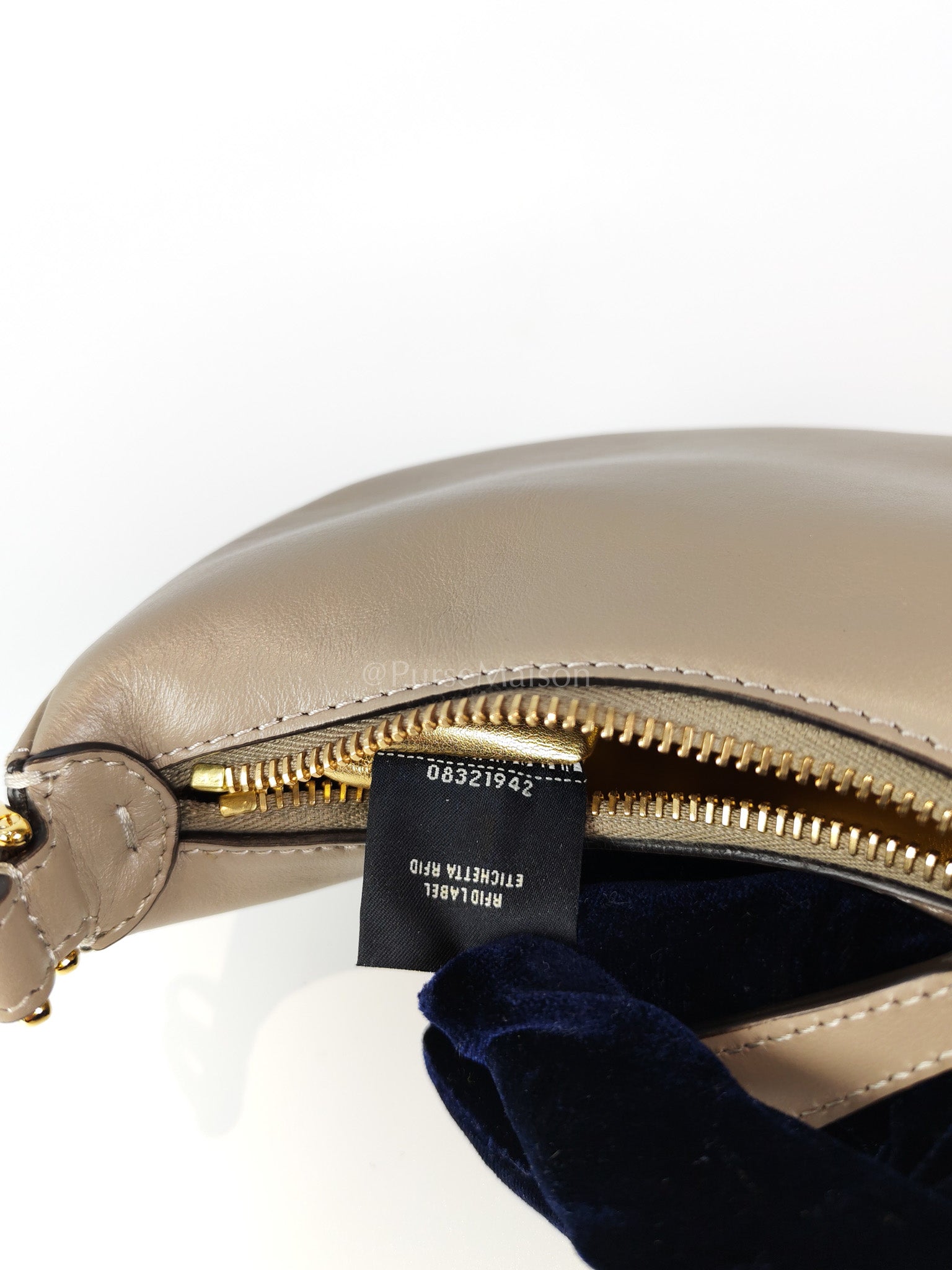 Mini Fendigraphy Hobo Bag Tortora in Beige Calfskin Leather & Gold Hardware | Purse Maison Luxury Bags Shop