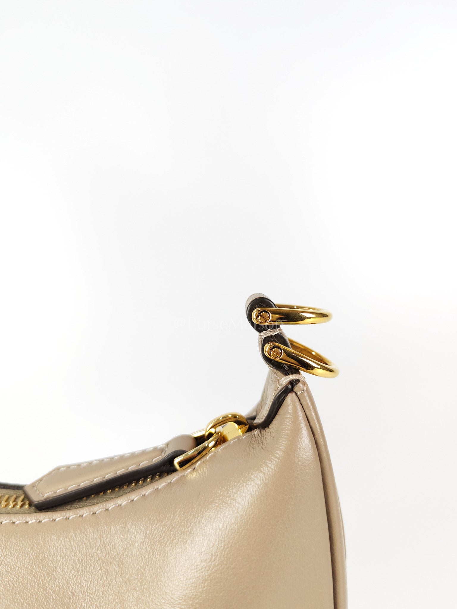 Mini Fendigraphy Hobo Bag Tortora in Beige Calfskin Leather & Gold Hardware | Purse Maison Luxury Bags Shop