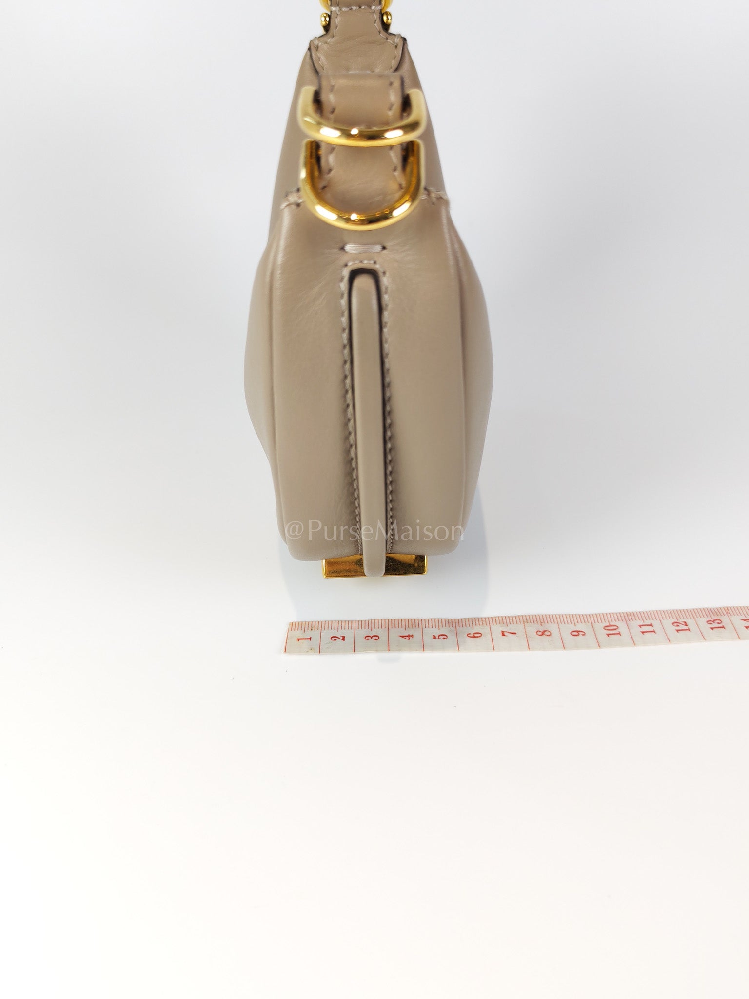 Mini Fendigraphy Hobo Bag Tortora in Beige Calfskin Leather & Gold Hardware | Purse Maison Luxury Bags Shop