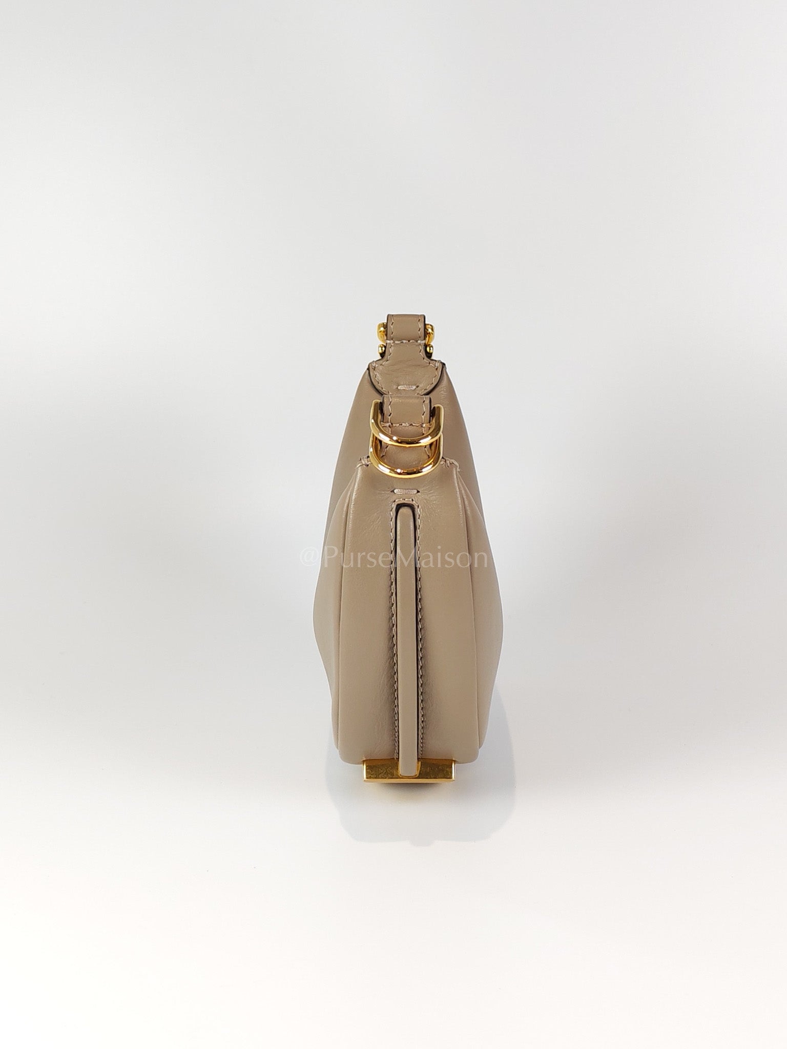 Mini Fendigraphy Hobo Bag Tortora in Beige Calfskin Leather & Gold Hardware | Purse Maison Luxury Bags Shop