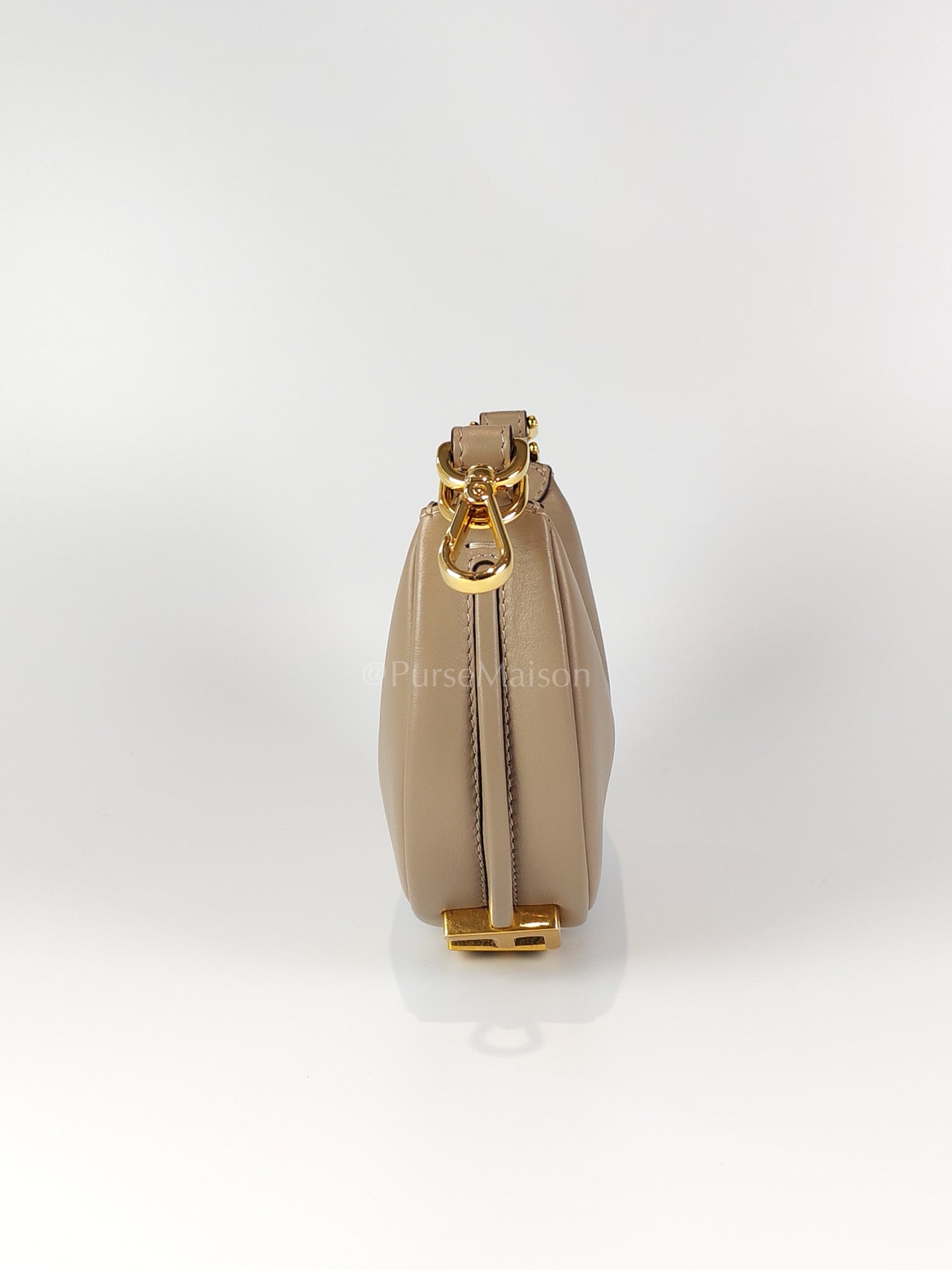 Mini Fendigraphy Hobo Bag Tortora in Beige Calfskin Leather & Gold Hardware | Purse Maison Luxury Bags Shop