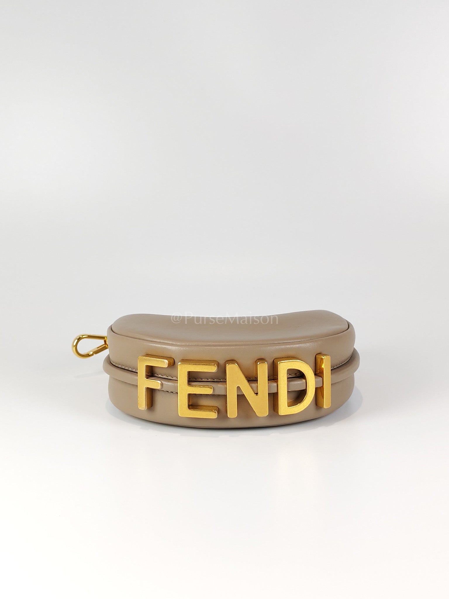 Mini Fendigraphy Hobo Bag Tortora in Beige Calfskin Leather & Gold Hardware | Purse Maison Luxury Bags Shop