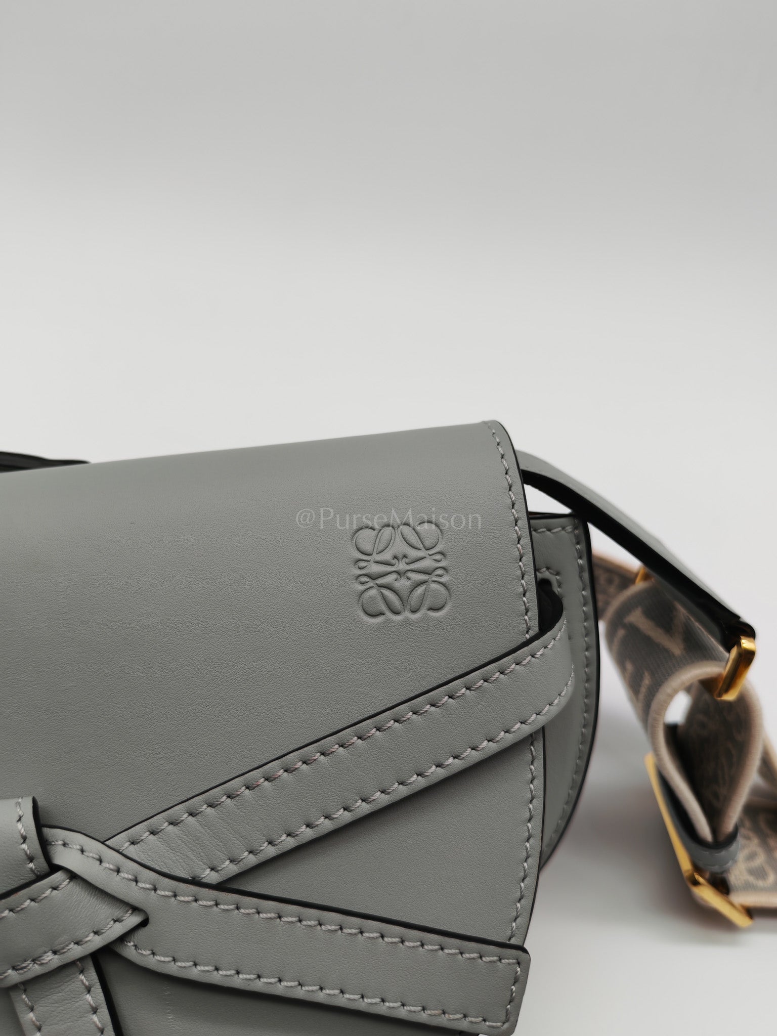 Mini Gate Ash Blue in Smooth Calfskin Leather Crossbody Bag | Purse Maison Luxury Bags Shop