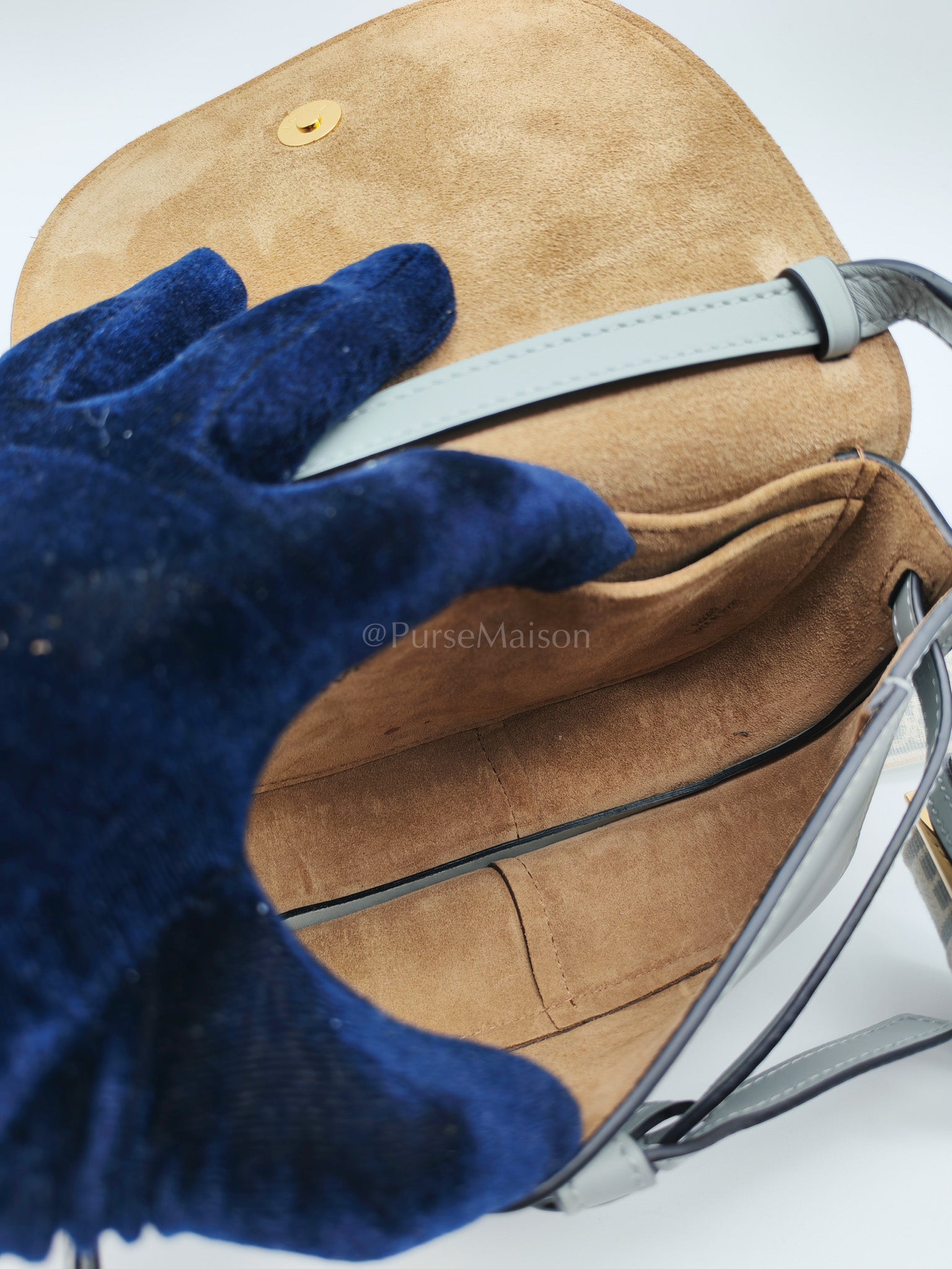 Mini Gate Ash Blue in Smooth Calfskin Leather Crossbody Bag | Purse Maison Luxury Bags Shop