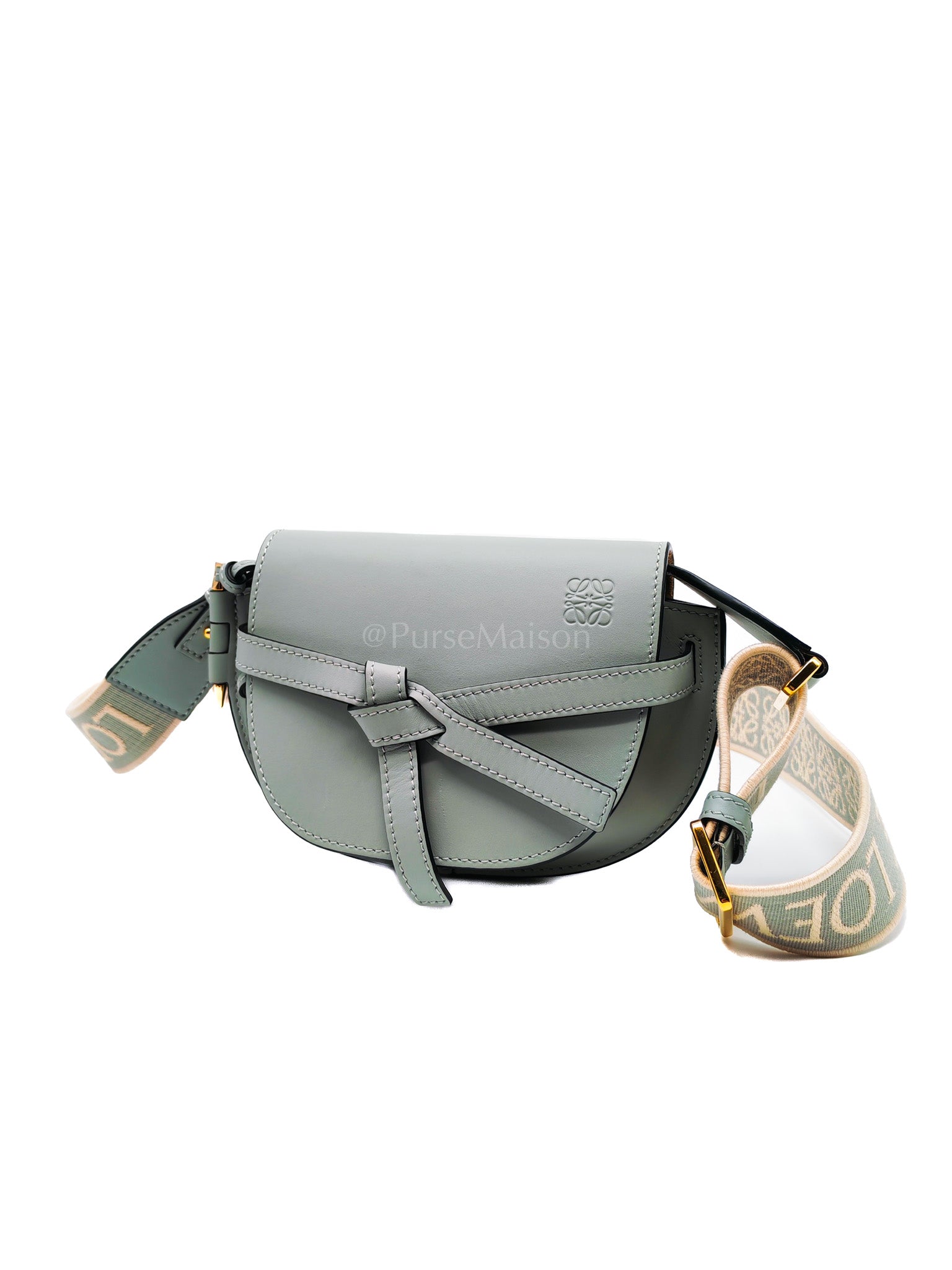 Mini Gate Ash Blue in Smooth Calfskin Leather Crossbody Bag | Purse Maison Luxury Bags Shop