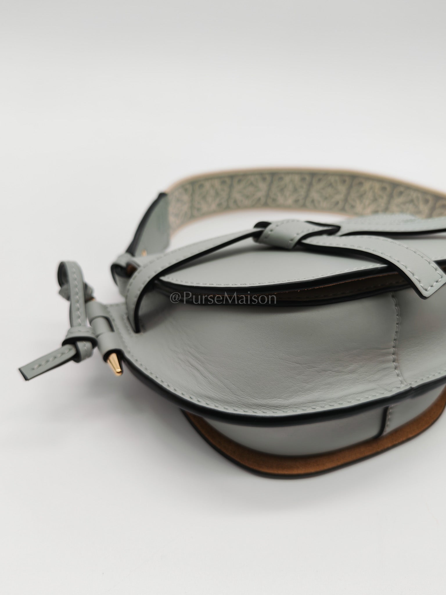 Mini Gate Ash Blue in Smooth Calfskin Leather Crossbody Bag | Purse Maison Luxury Bags Shop