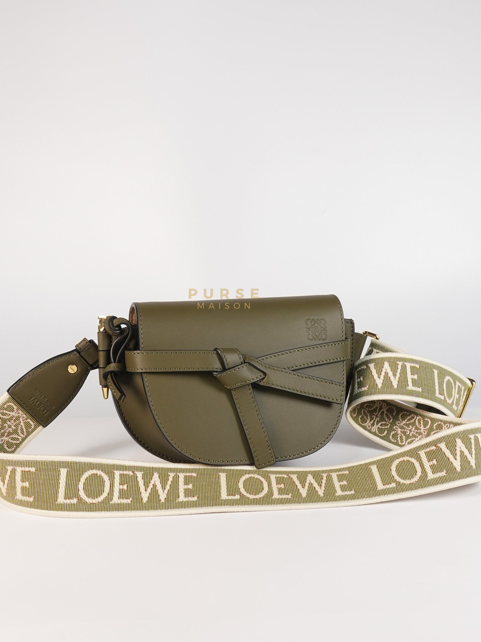 Mini Gate Bag in Army Green Smooth Calfskin Leather | Purse Maison Luxury Bags Shop