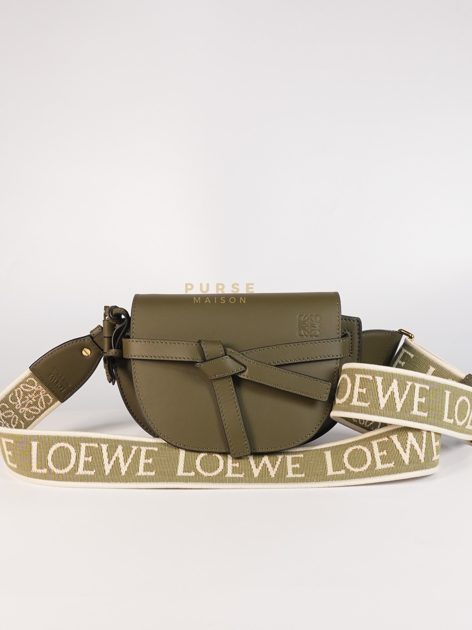 Mini Gate Bag in Army Green Smooth Calfskin Leather | Purse Maison Luxury Bags Shop