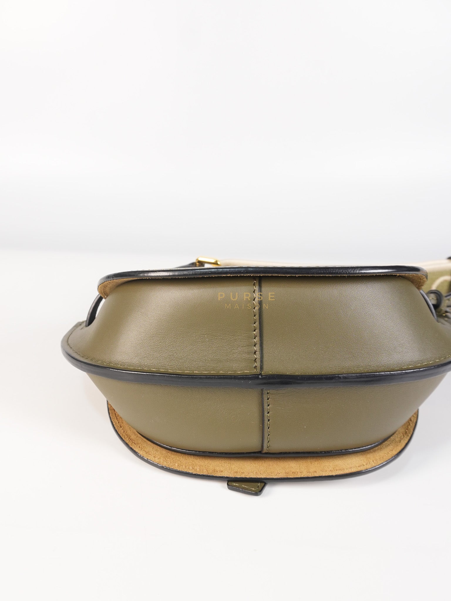 Mini Gate Bag in Autumn Green Smooth Calfskin Leather & Jacquard | Purse Maison Luxury Bags Shop