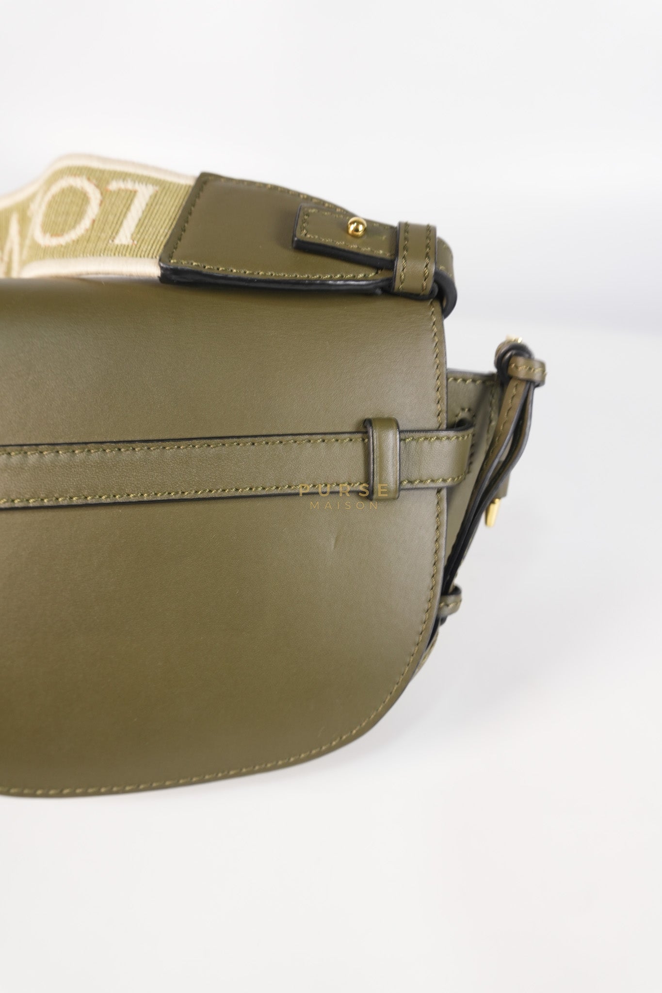 Mini Gate Bag in Autumn Green Smooth Calfskin Leather & Jacquard | Purse Maison Luxury Bags Shop