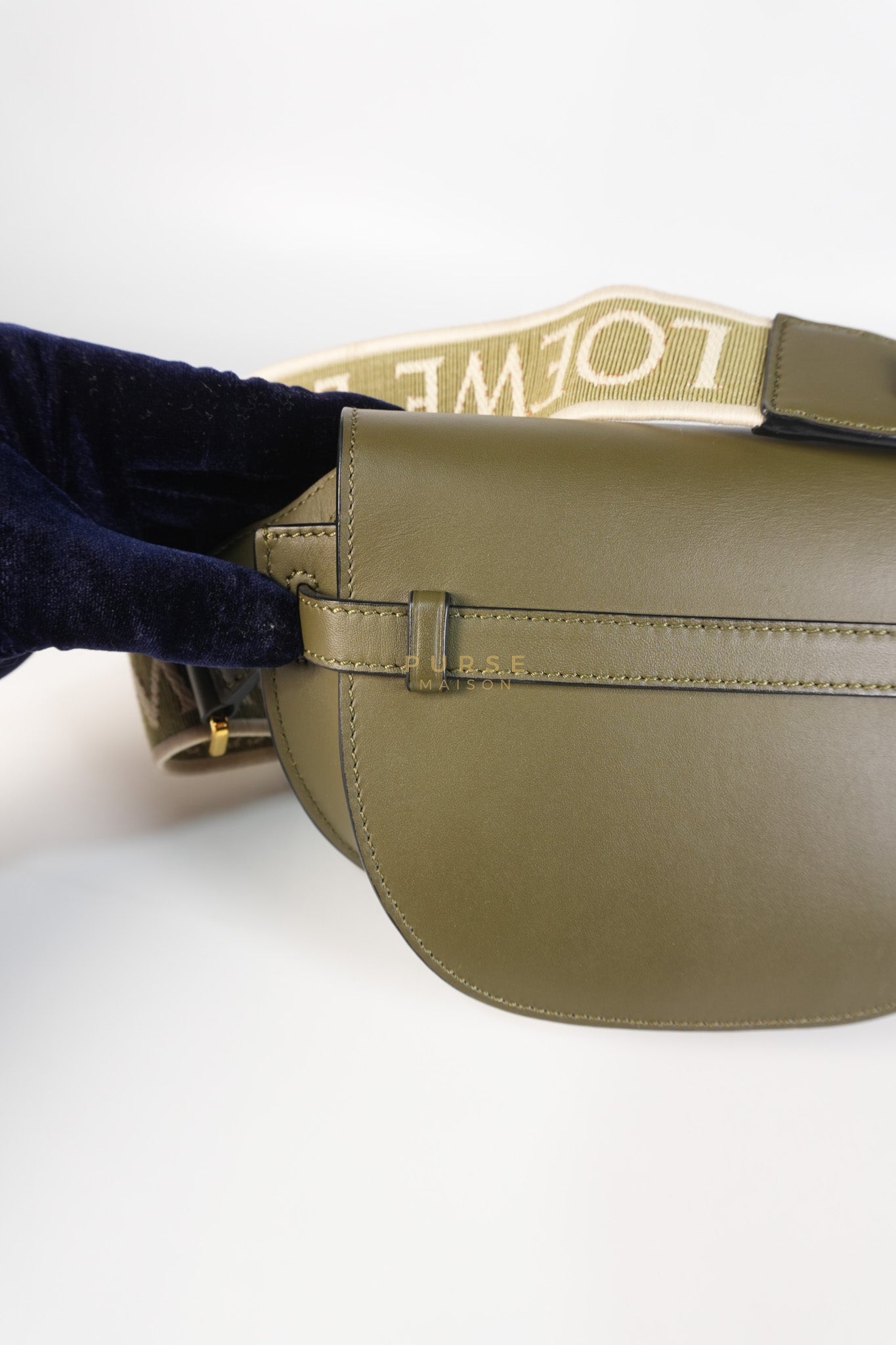 Mini Gate Bag in Autumn Green Smooth Calfskin Leather & Jacquard | Purse Maison Luxury Bags Shop