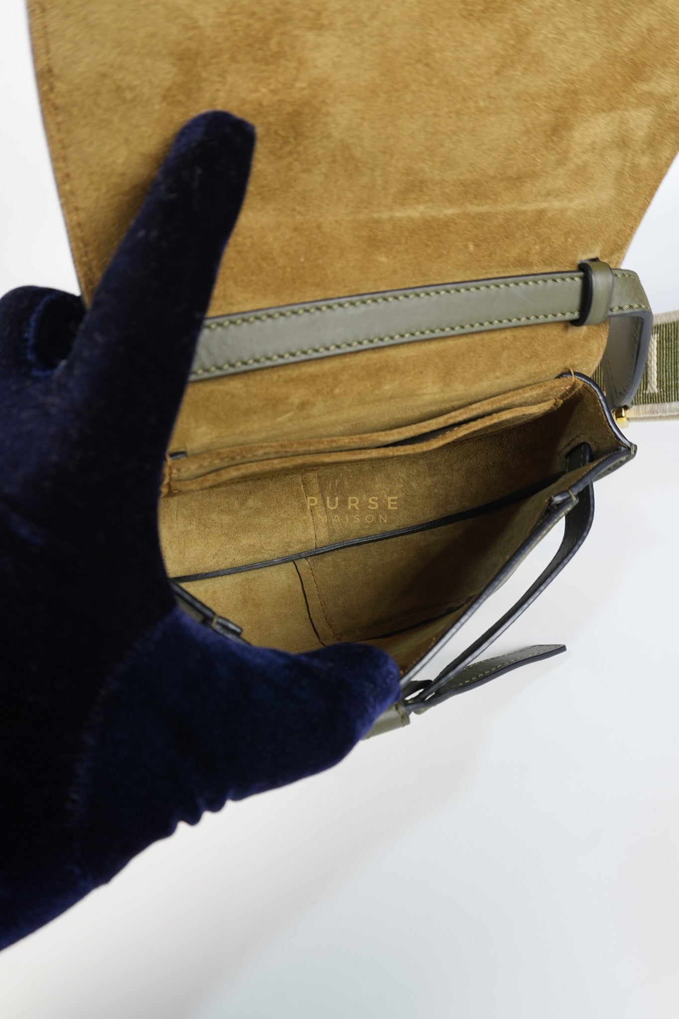 Mini Gate Bag in Autumn Green Smooth Calfskin Leather & Jacquard | Purse Maison Luxury Bags Shop