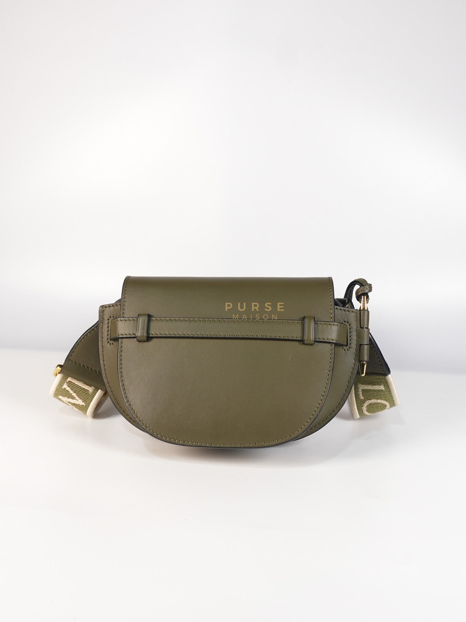 Mini Gate Bag in Autumn Green Smooth Calfskin Leather & Jacquard | Purse Maison Luxury Bags Shop