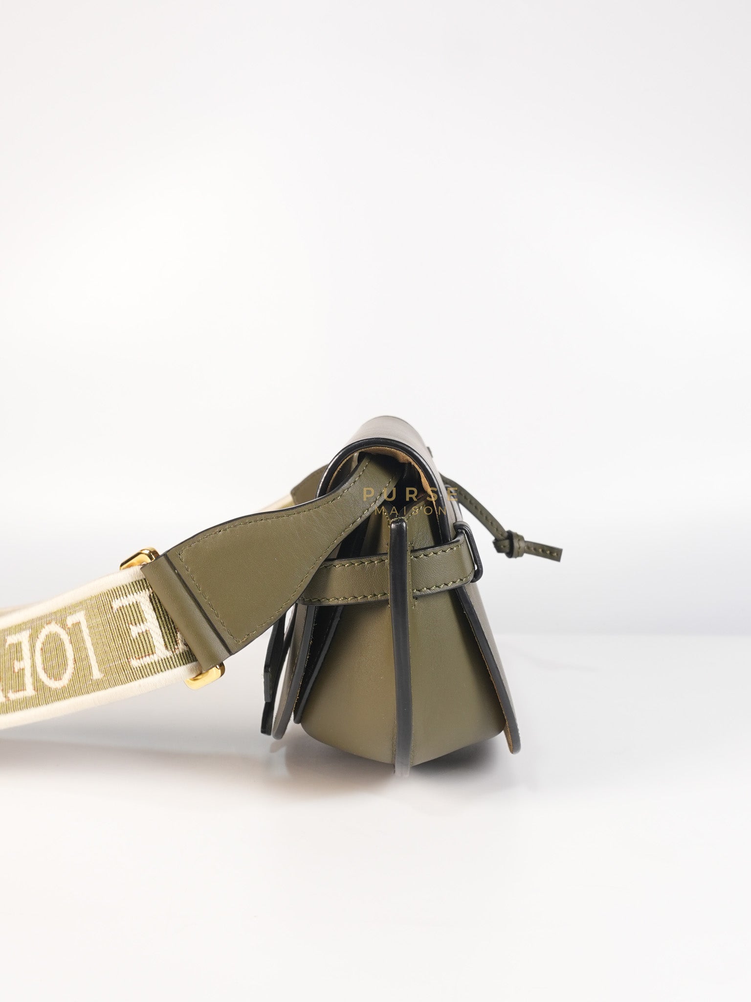 Mini Gate Bag in Autumn Green Smooth Calfskin Leather & Jacquard | Purse Maison Luxury Bags Shop